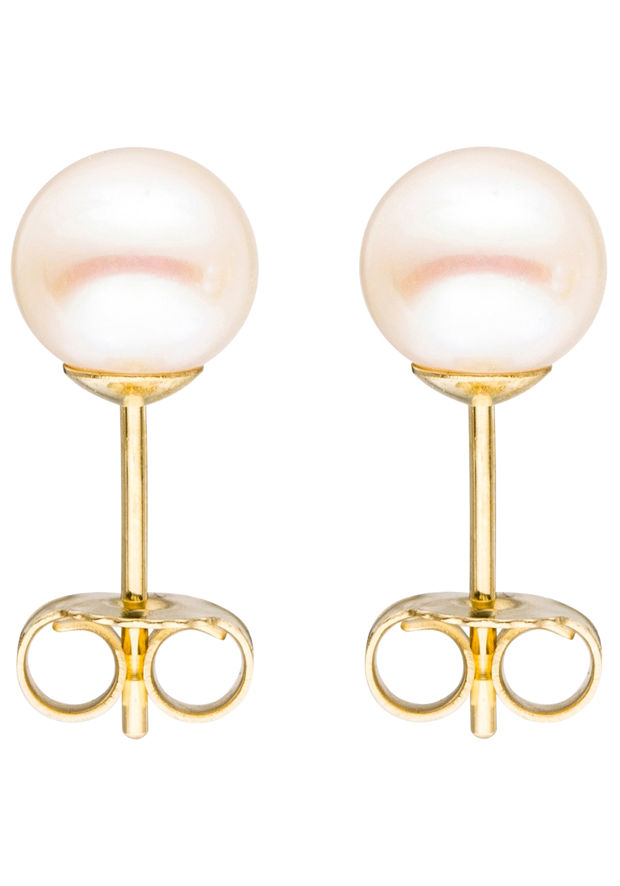 JOBO Paar Ohrstecker 585 Gold mit Süßwasser-Zuchtperlen 6 mm