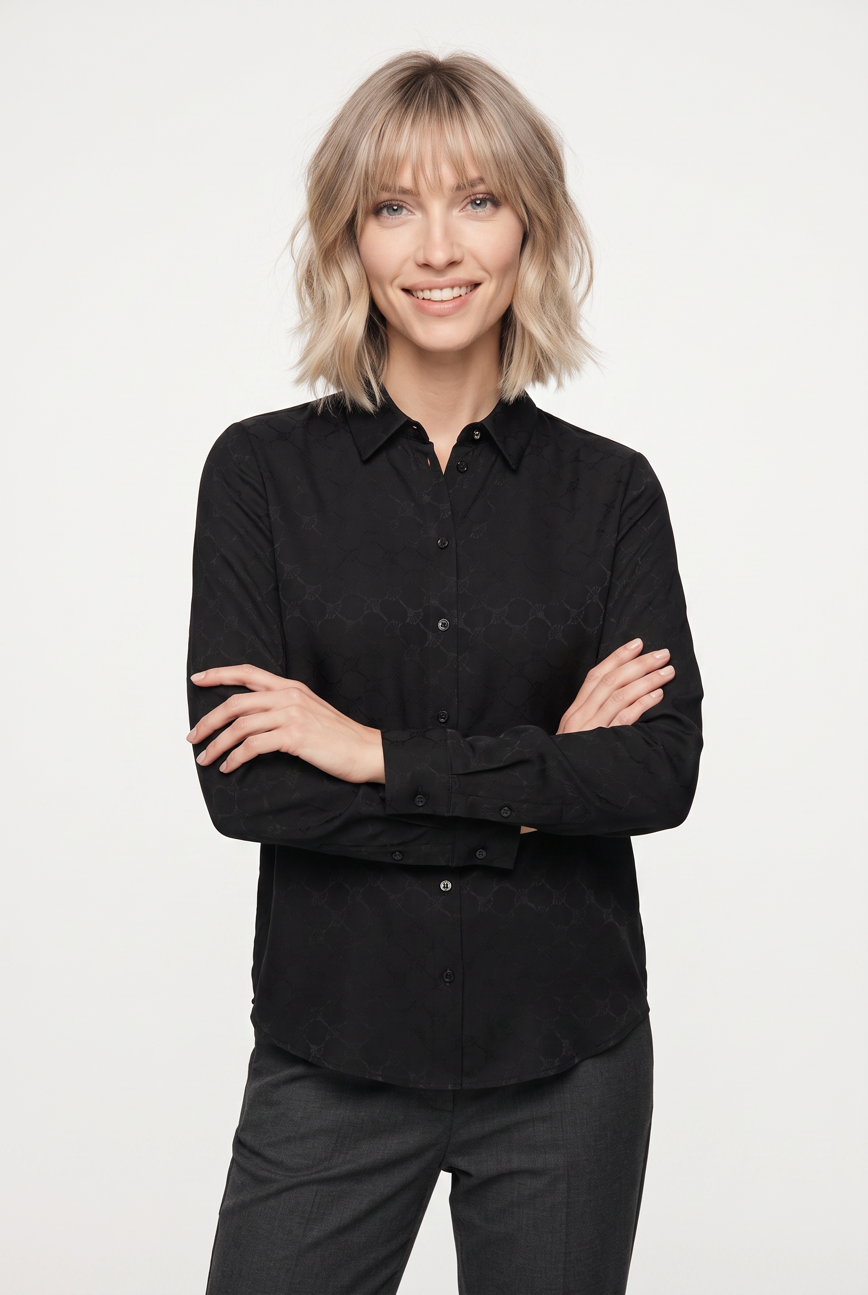 JOOP Klassische Bluse "Bliss" Regular fit mit Markenlogoprint
