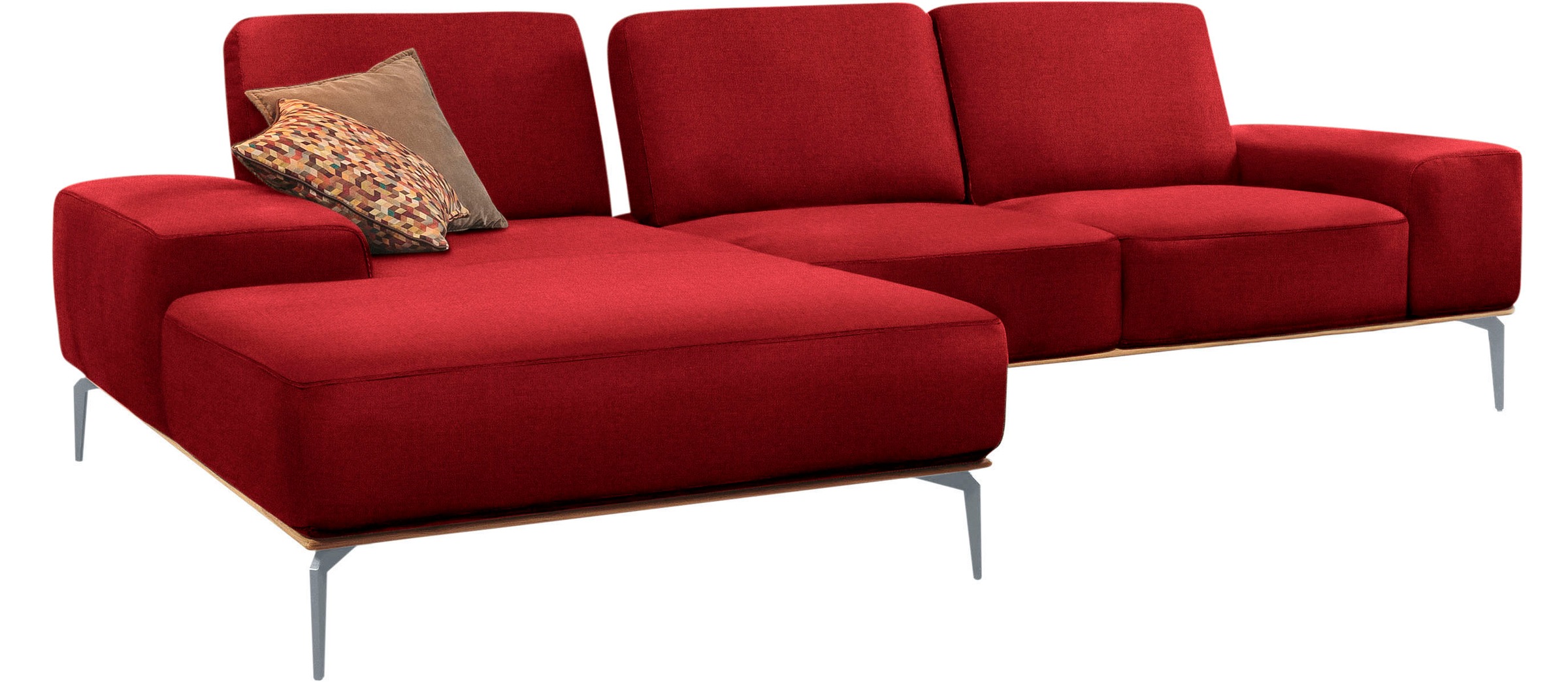 W.SCHILLIG Ecksofa »run, Designsofa mit tollem Sitzkomfort, bequem, L-Form«, mit elegantem Holzsockel, Füße in Silber matt, Breite 299 cm