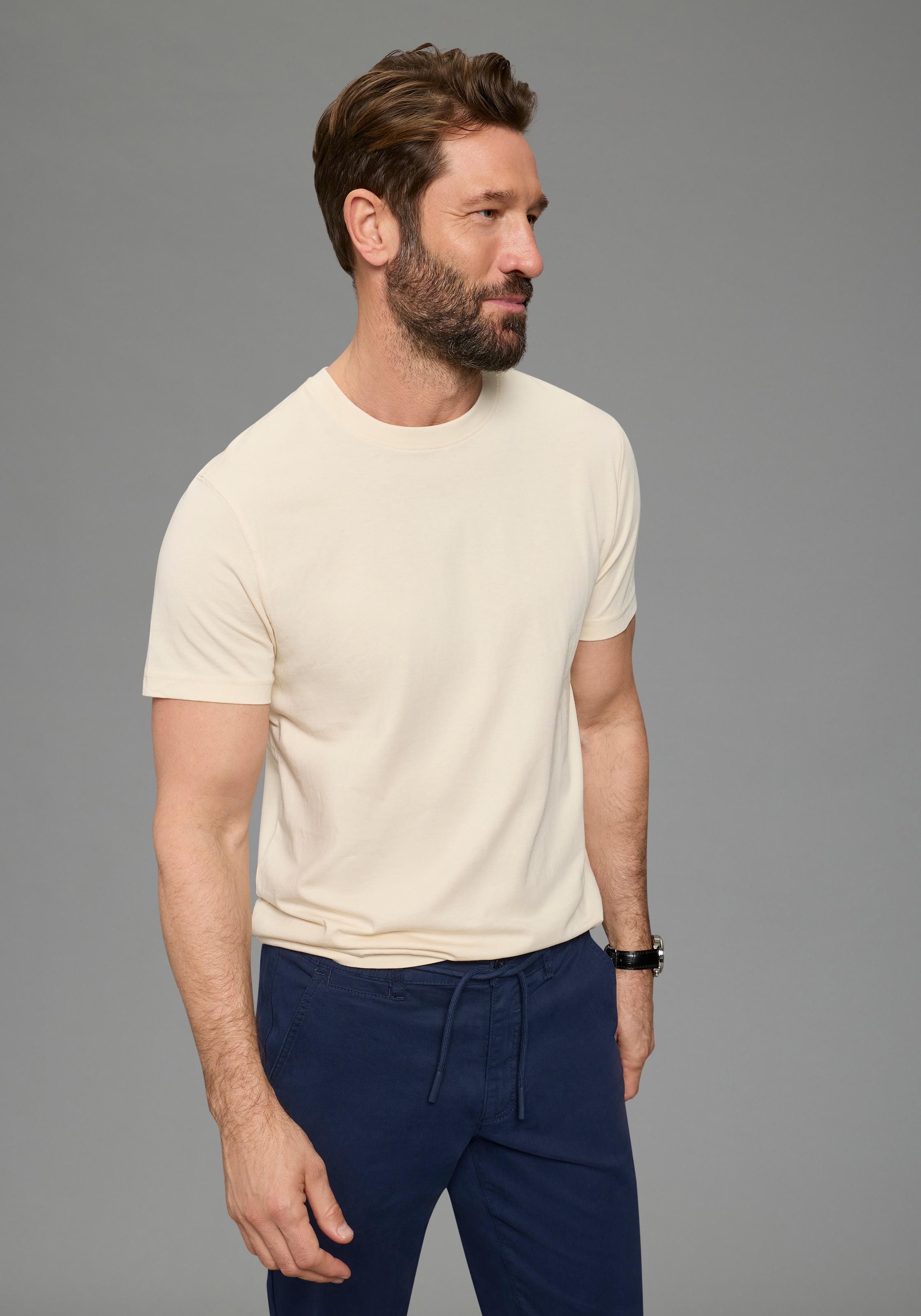 Mans World T-Shirt "neue Farben" 3er-Pack, Kurzarm, unifarben, Rundhals, au günstig online kaufen