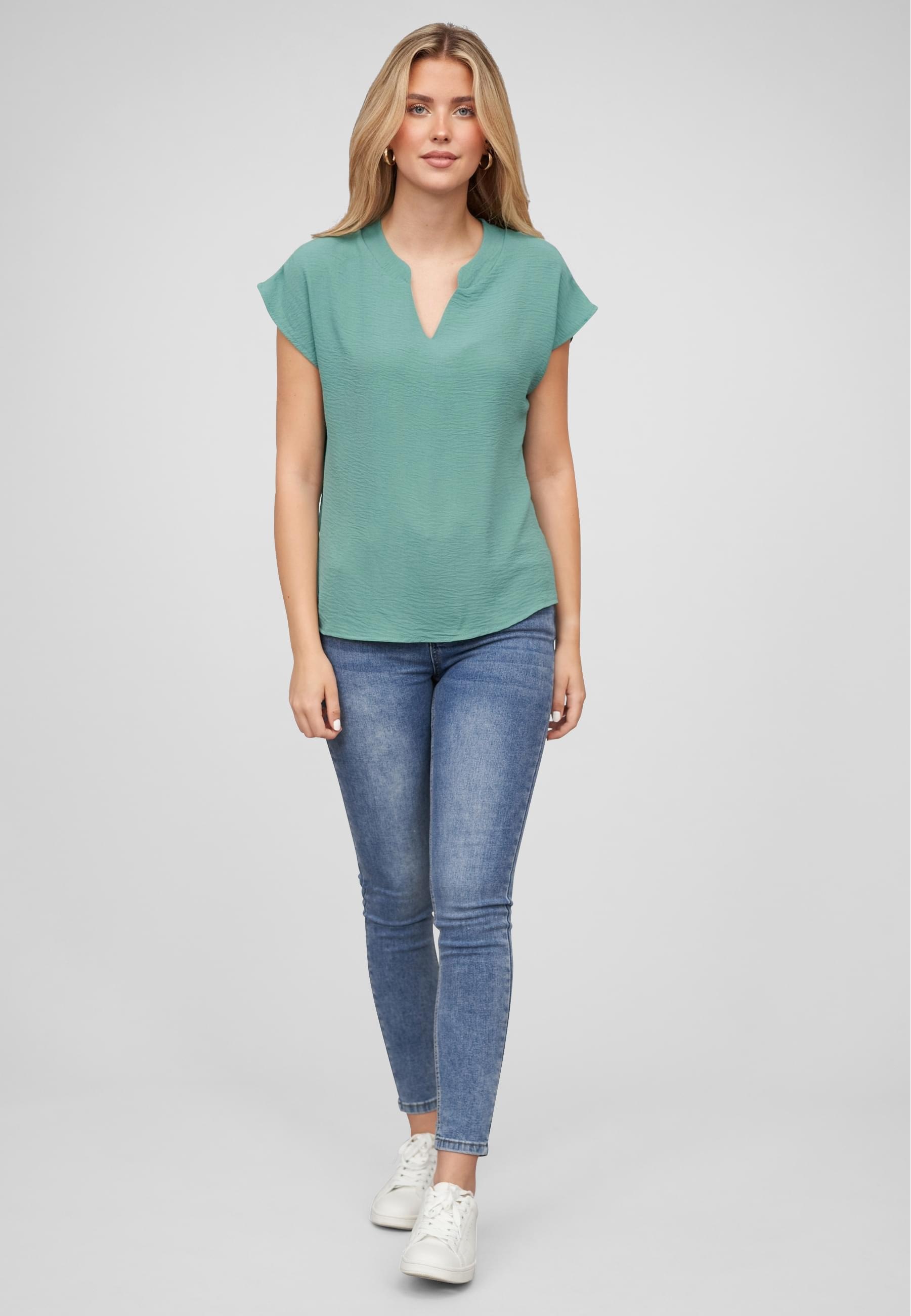 CLOUD 5IVE Klassische Bluse »CLOUD 5IVE Musselin Bluse mit V-Ausschnitt«