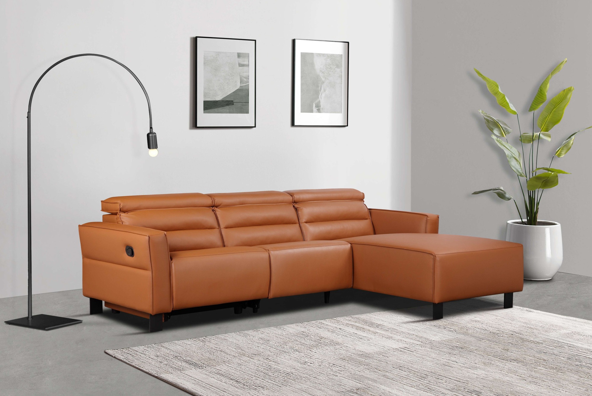 Places of Style Ecksofa »Carpari, L-Form, 263 cm, manuelle o. elektrische Relaxfunktion,«, USB A/C und Kopfteilverstellung