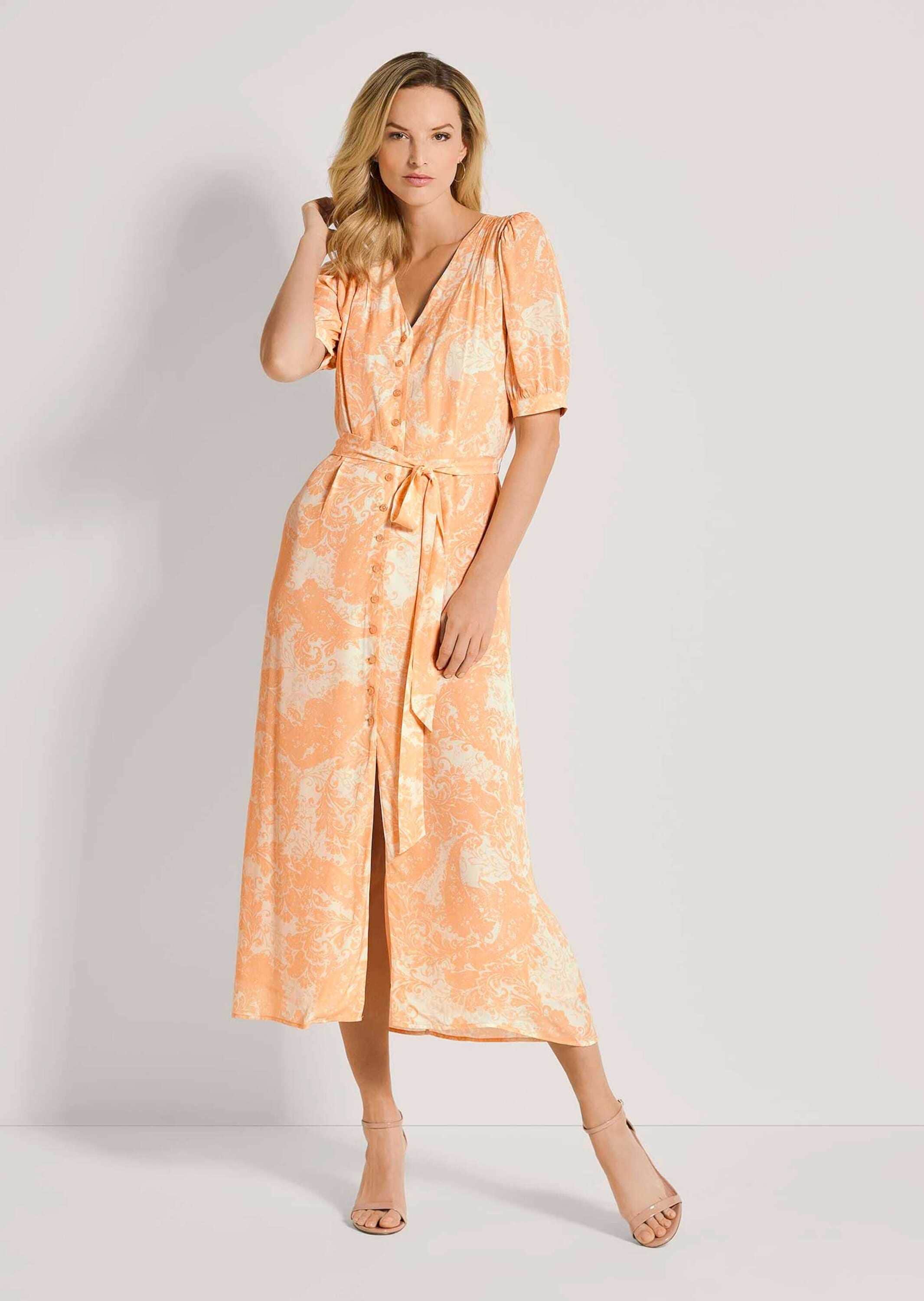 MADELEINE Midikleid »Kleid Durchgeknöpftes Sommerkleid mit floralem Print«