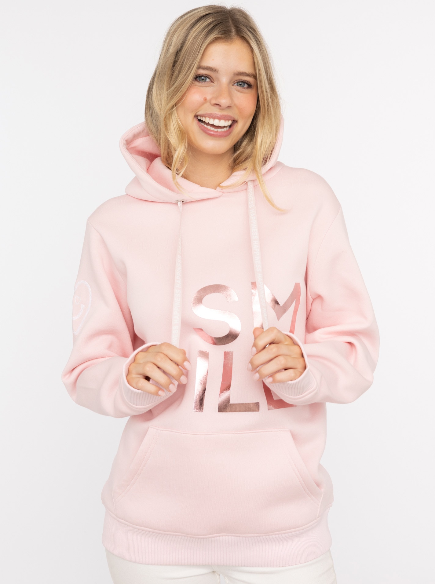 Zwillingsherz Hoodie ""Alissa Shiny"", glänzender Print, Daumenloch, Kordel günstig online kaufen