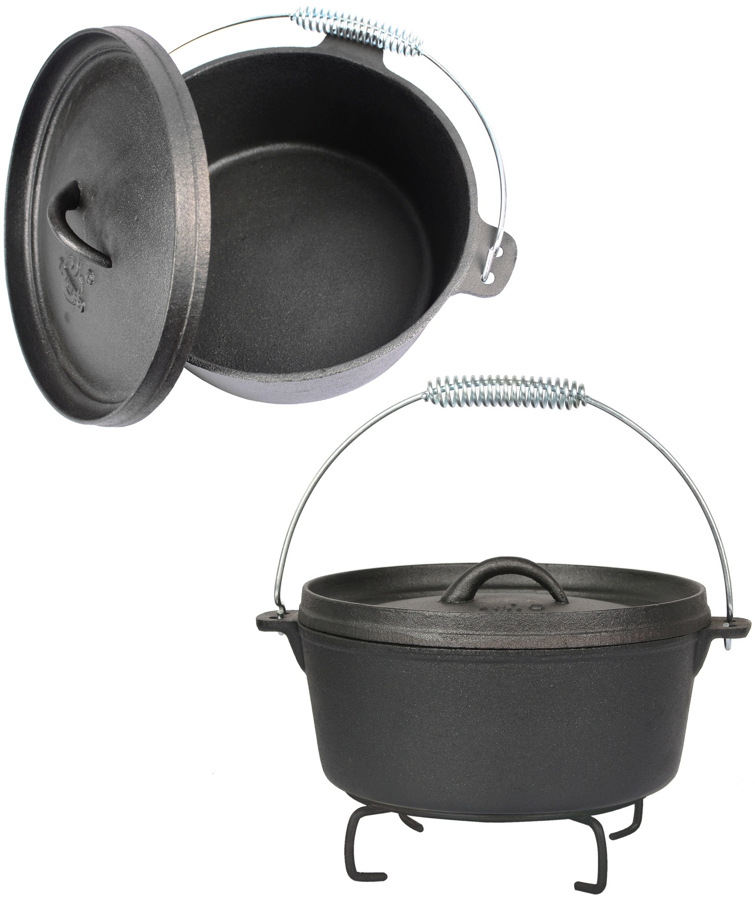 El Fuego Dutch Oven Gusseisen schwarz Set 5-teilig