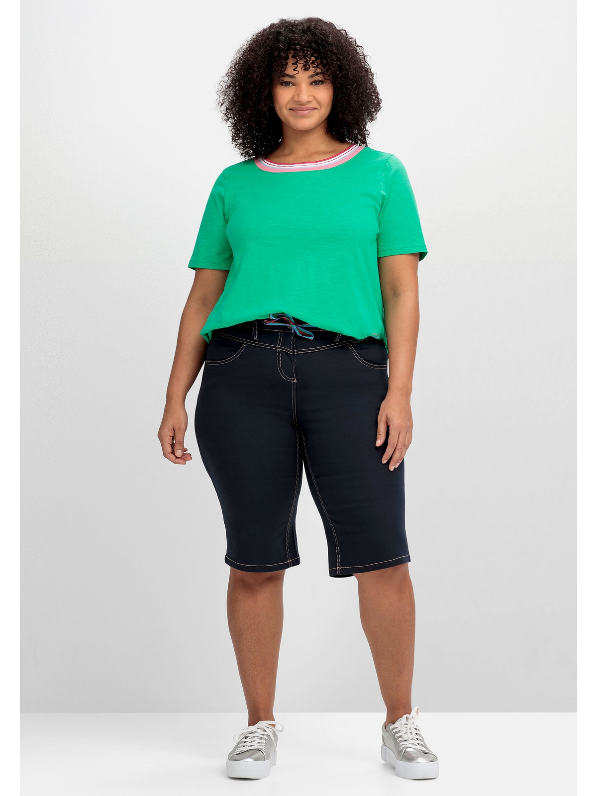 Bermudas »Große Größen«, aus elastischem Twill, mit Kontrast-Band