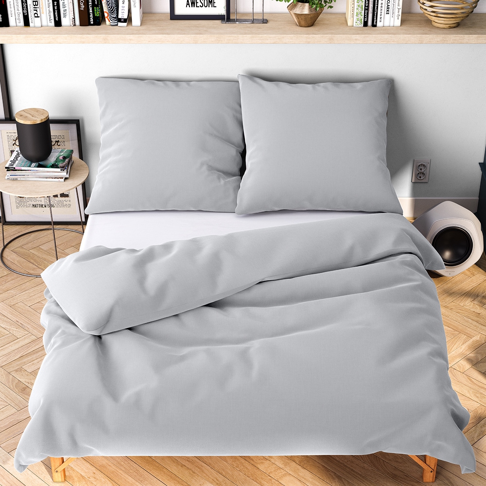 Bettwäsche WOLKENFELDhellgrau, Microfaser, Obermaterial: 100% Polyester, Bettwäsche, "Allergiker Bettwäsche, unfassbar weich", 135x200 cm, 155x220 &