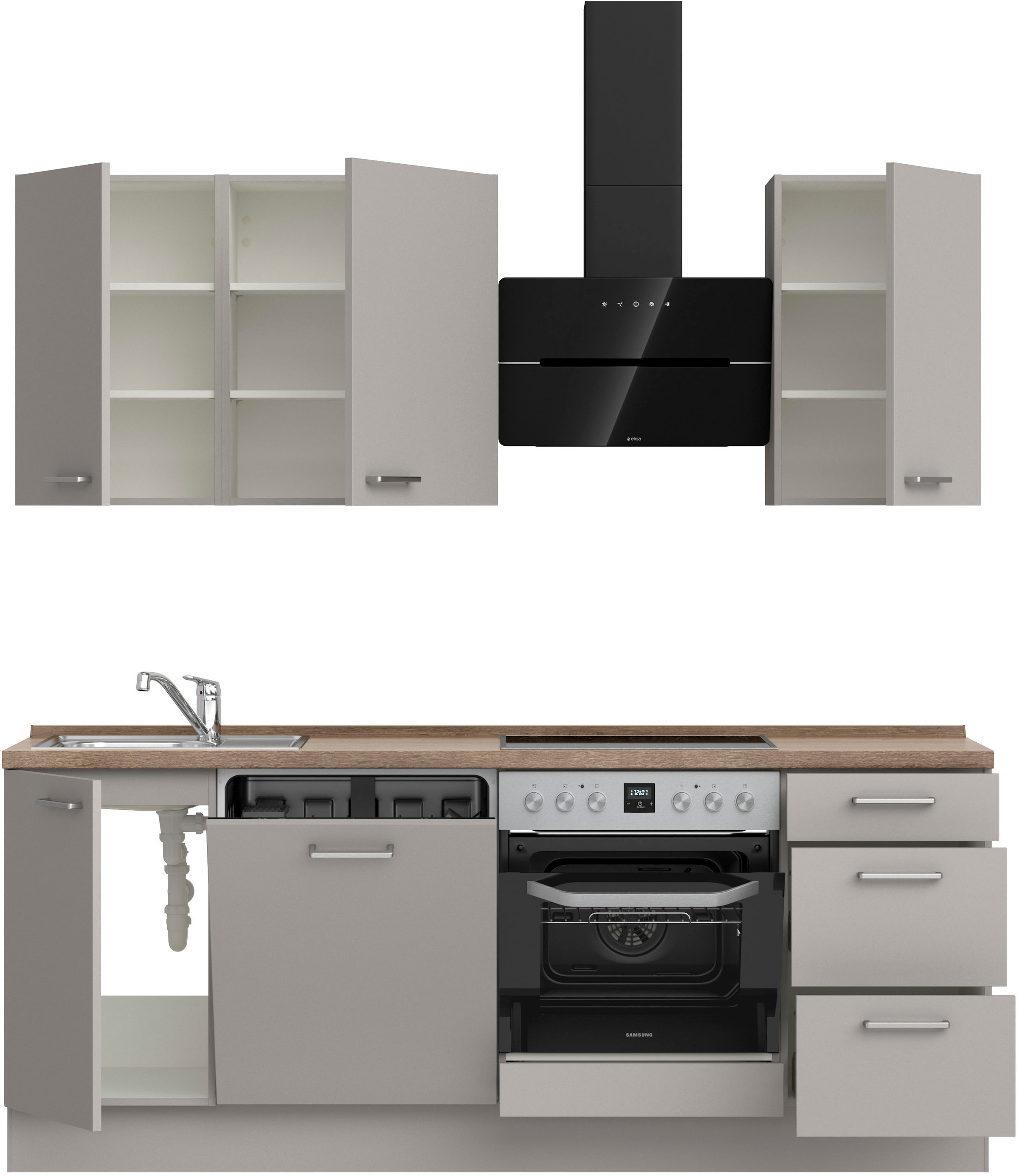 nobilia® Küchenzeile »"Touch II"«, vormontiert, Ausrichtung wählbar, Breite 210 cm, wahlw. mit E-Geräten