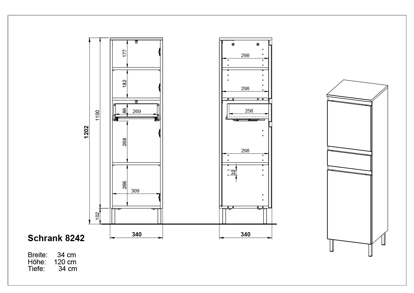 GERMANIA Midischrank »Scantic«, (1 St.), mit griffloser Optik