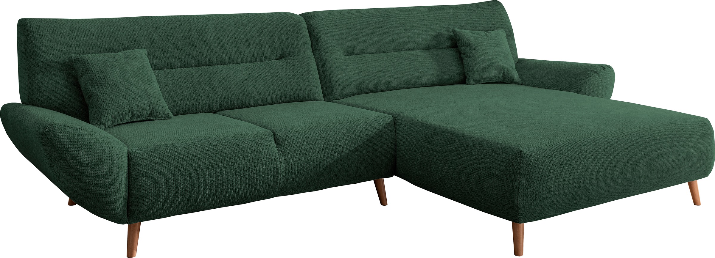 Home affaire Ecksofa »Drago, elegant und zeitlos, komfortabel, Holzfuß, L-Form, Breite 290cm« frei im Raum stellbar, inkl. 2 Zierkissen