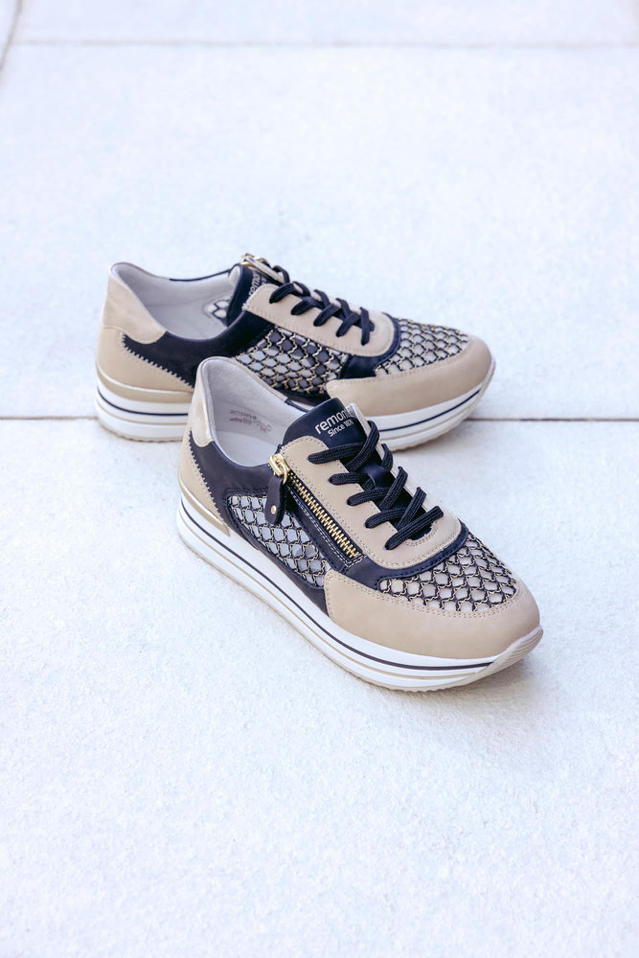 Remonte Plateausneaker, Freiezitschuh, Halbschuh, Schnürschuh, vegan, Kontrastbesatz