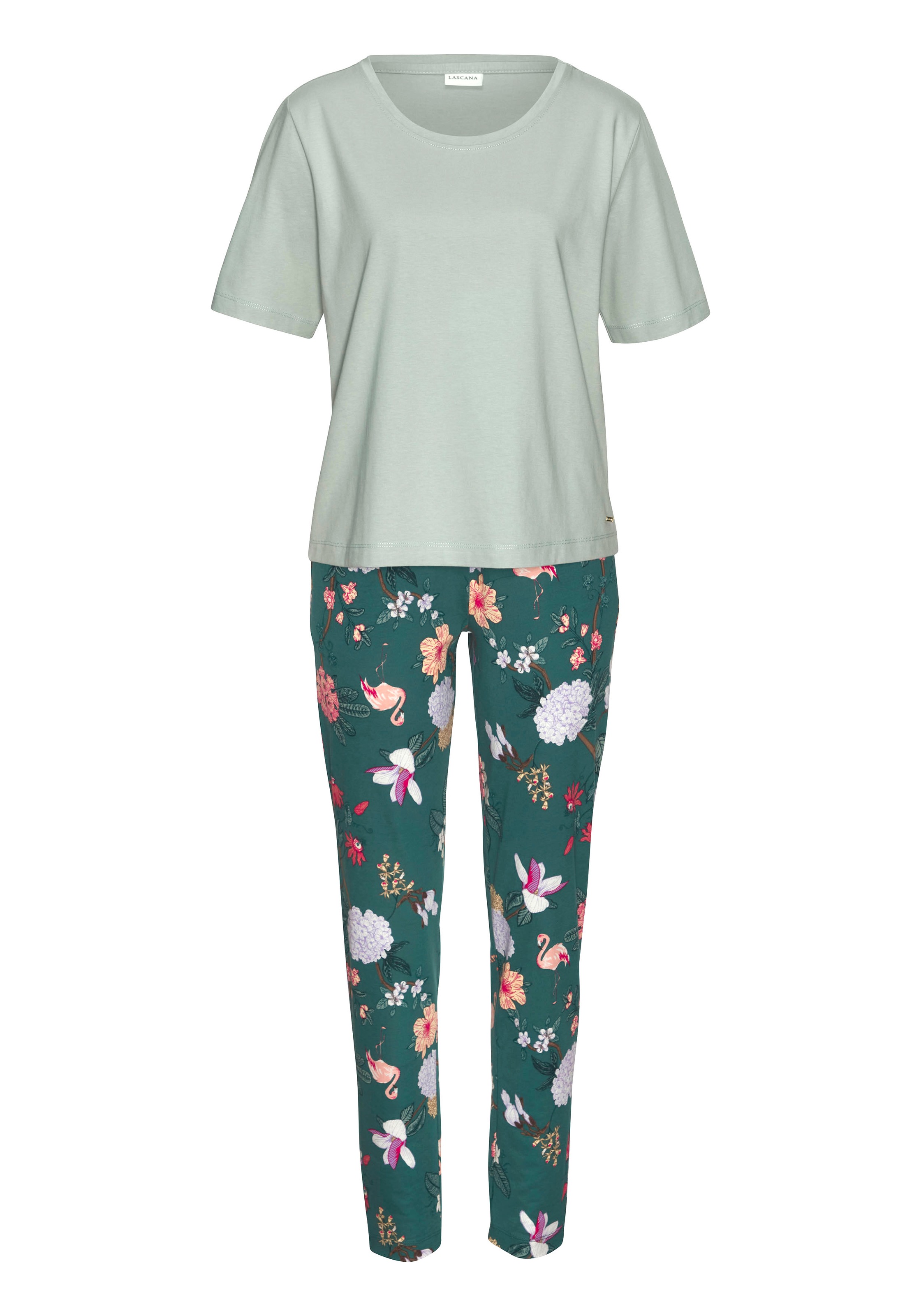 LASCANA Pyjama, (2 tlg.), mit elegantem Blumenmuster günstig online kaufen