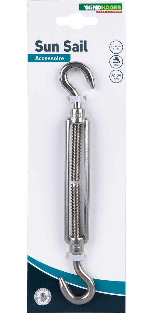 Windhager Silberfarben Seilspanngarnitur "Spannanker Aus Edelstahl Zum Spannen Von Sonnensegel" Segelspanner Mit 2 Haken 29 Cm Tragkraft Max. 80 Kg von Baur