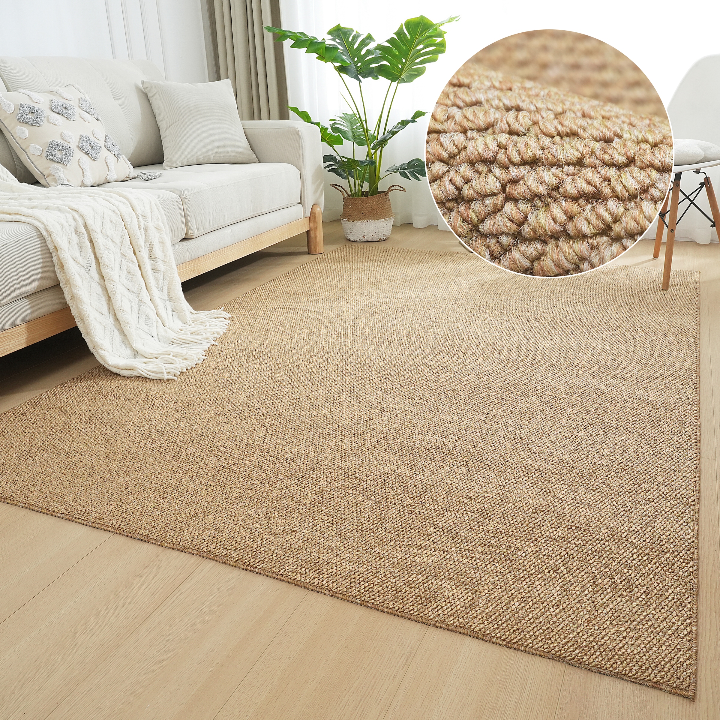 Teppich OTTO HOME "Lilia" Gr. 7, gold (goldfarben), B:240cm H:5mm L:320cm, Kunstfaser, Teppiche, Teppich, Sisal-Optik, uni, waschbar, Wohnzimmer, Schlafzimmer, Esszimmer