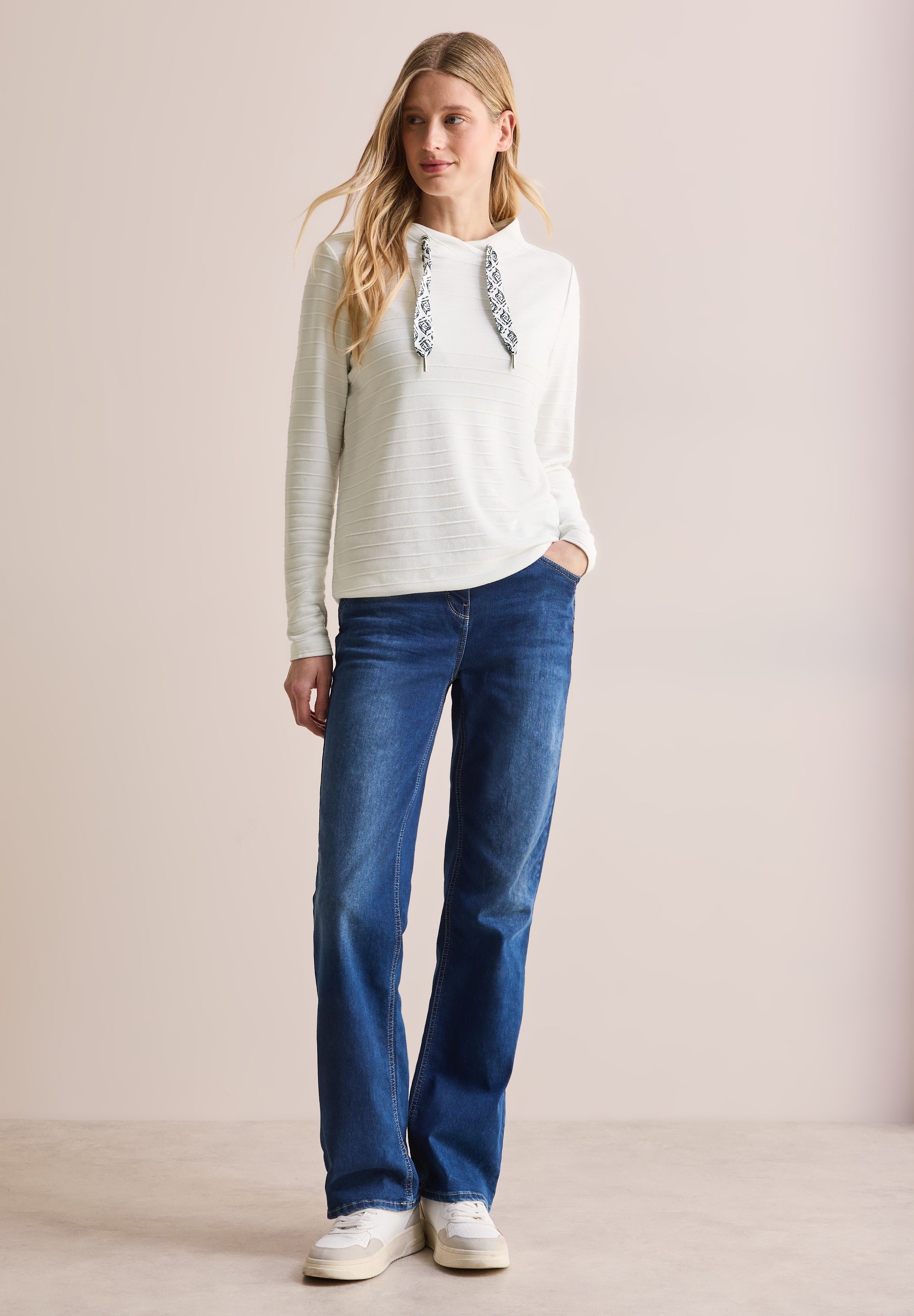 Cecil Langarmshirt, mit Materialmix