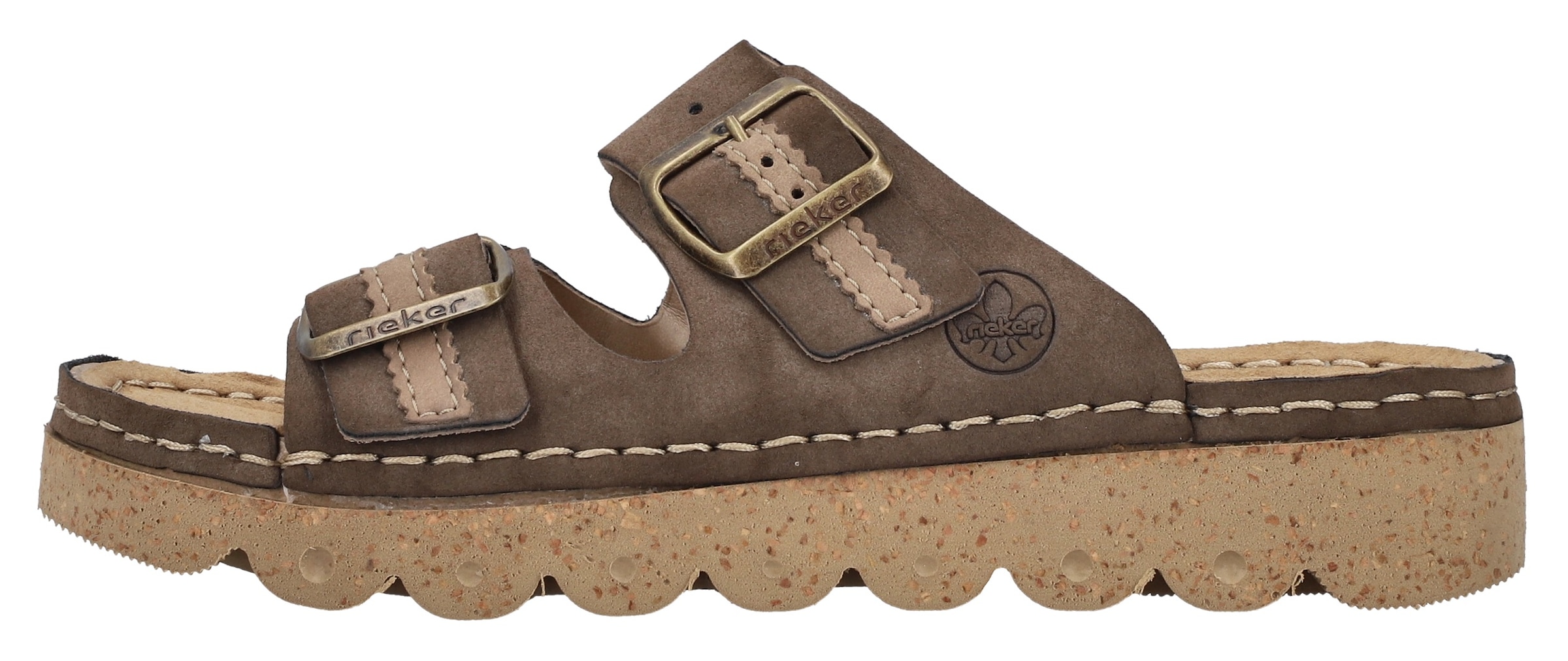 Rieker Pantolette, Sommerschuh, Schlappen, Hausschuh mit verstellbaren Schnallen