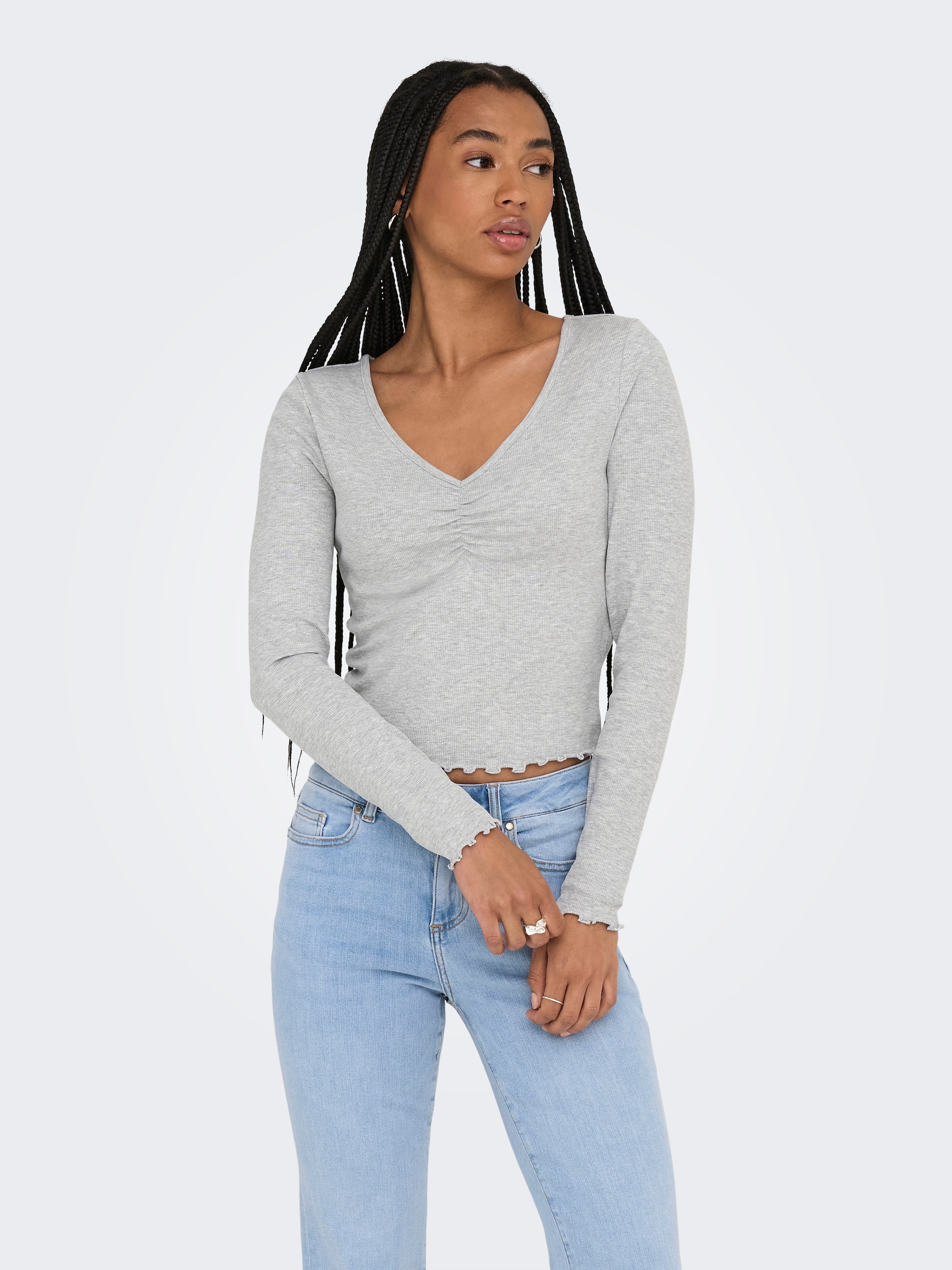 ONLY Langarmshirt "ONLBETTY L/S V-NECK TOP CC JRS" günstig online kaufen