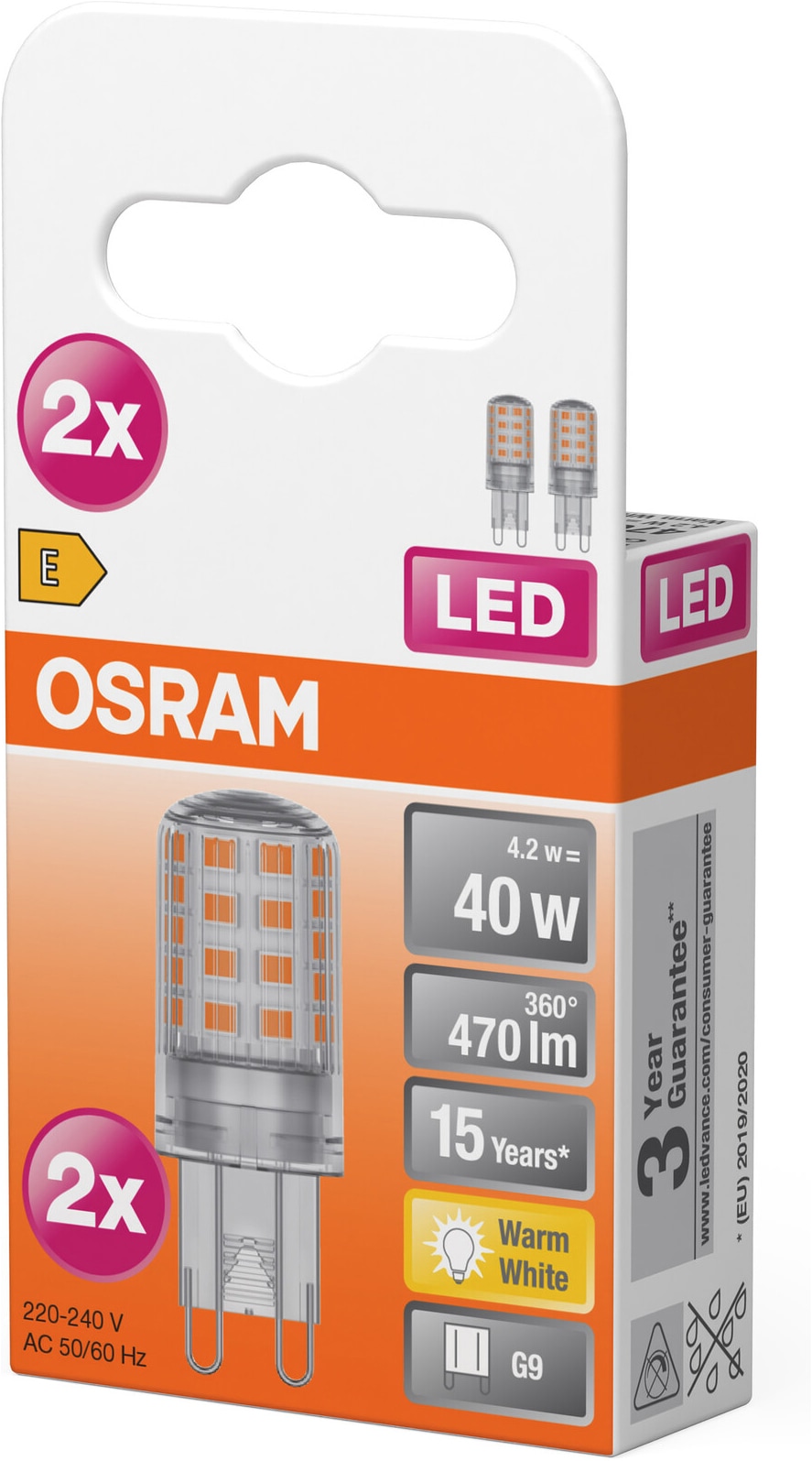 Osram LED-Leuchtmittel »LED PIN Lampe« G9 2 Stk. Warmweiß