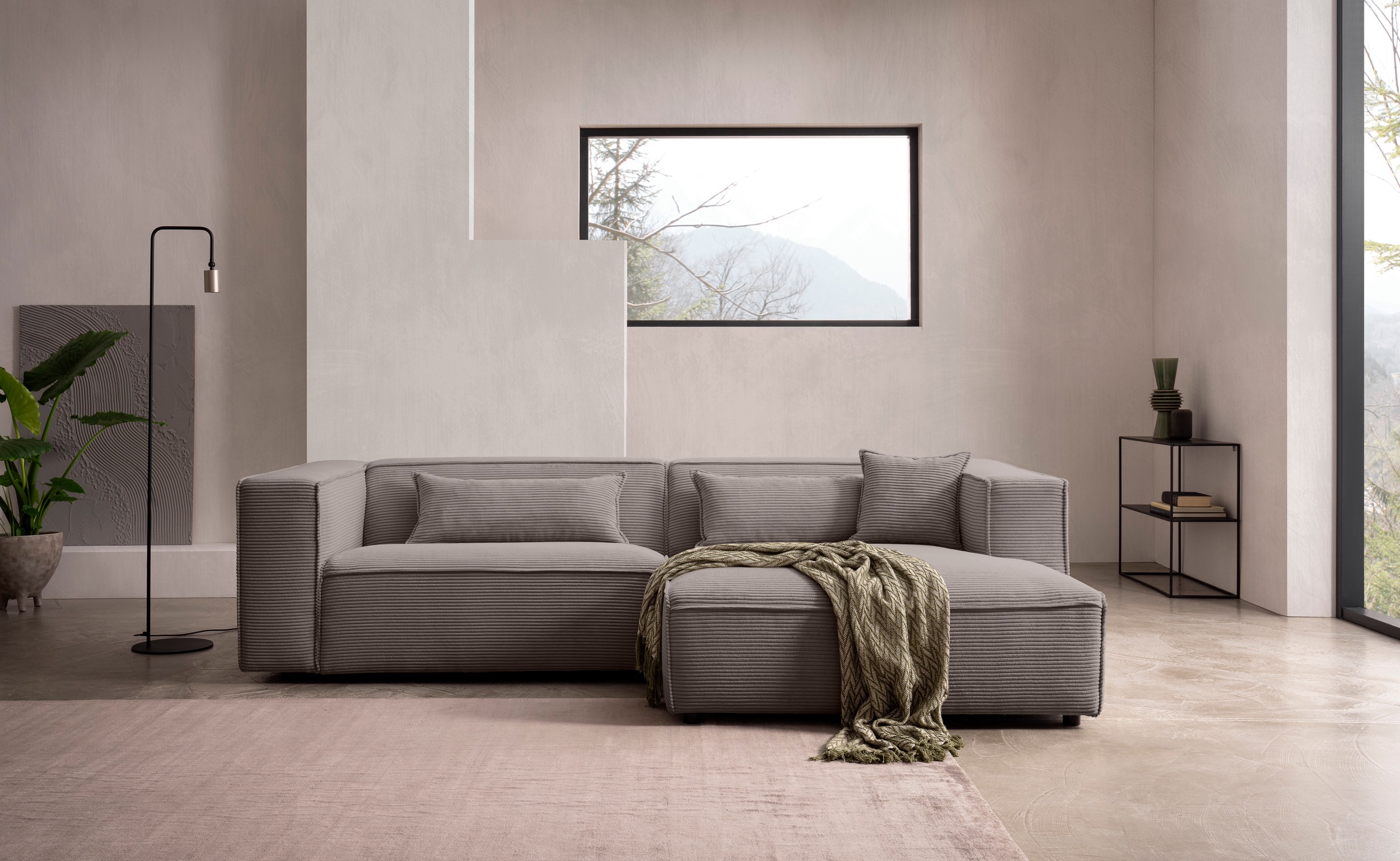 LeGer Home by Lena Gercke Ecksofa "PIARA mit Kedernaht, Cord, Leinenoptik o günstig online kaufen