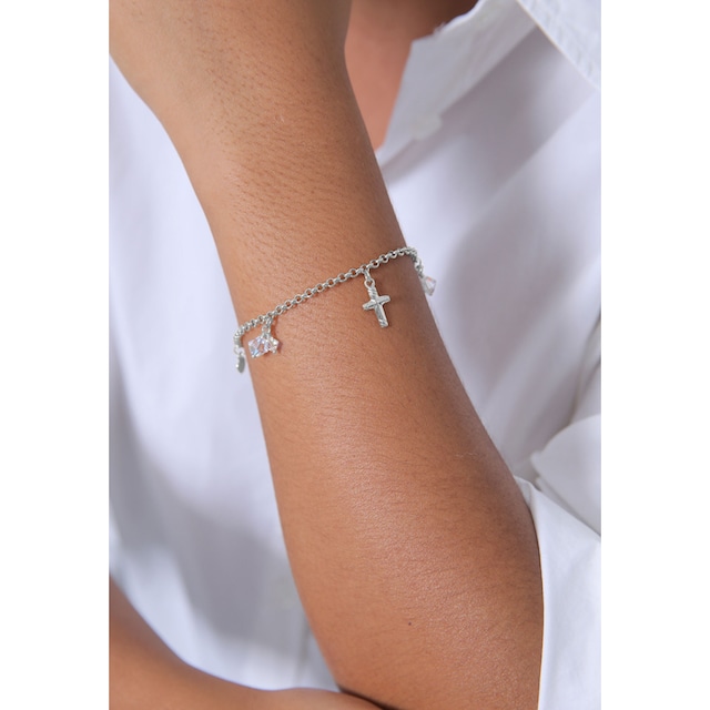 Elli Bettelarmband »Kreuz Herz Anker Kristalle Silber« online bestellen |  BAUR