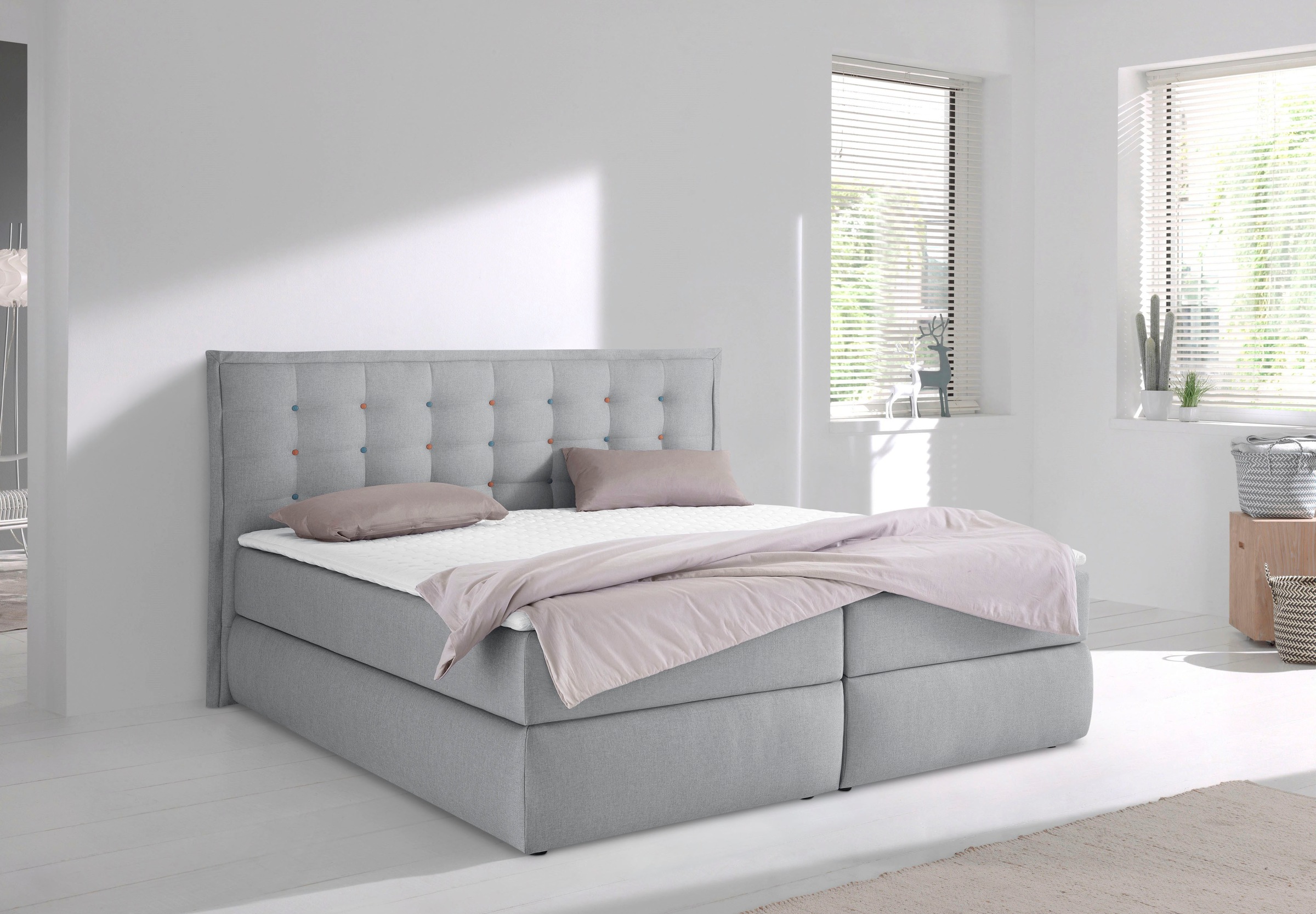 Home Affaire Sagres Box Spring Bed Grey 215x210cm