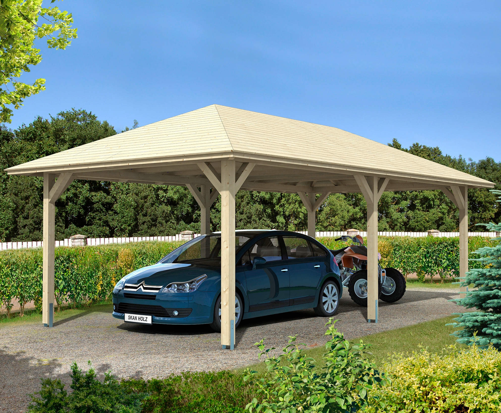 Skanholz Einzelcarport "Taunus" Leimholz 335 cm natur