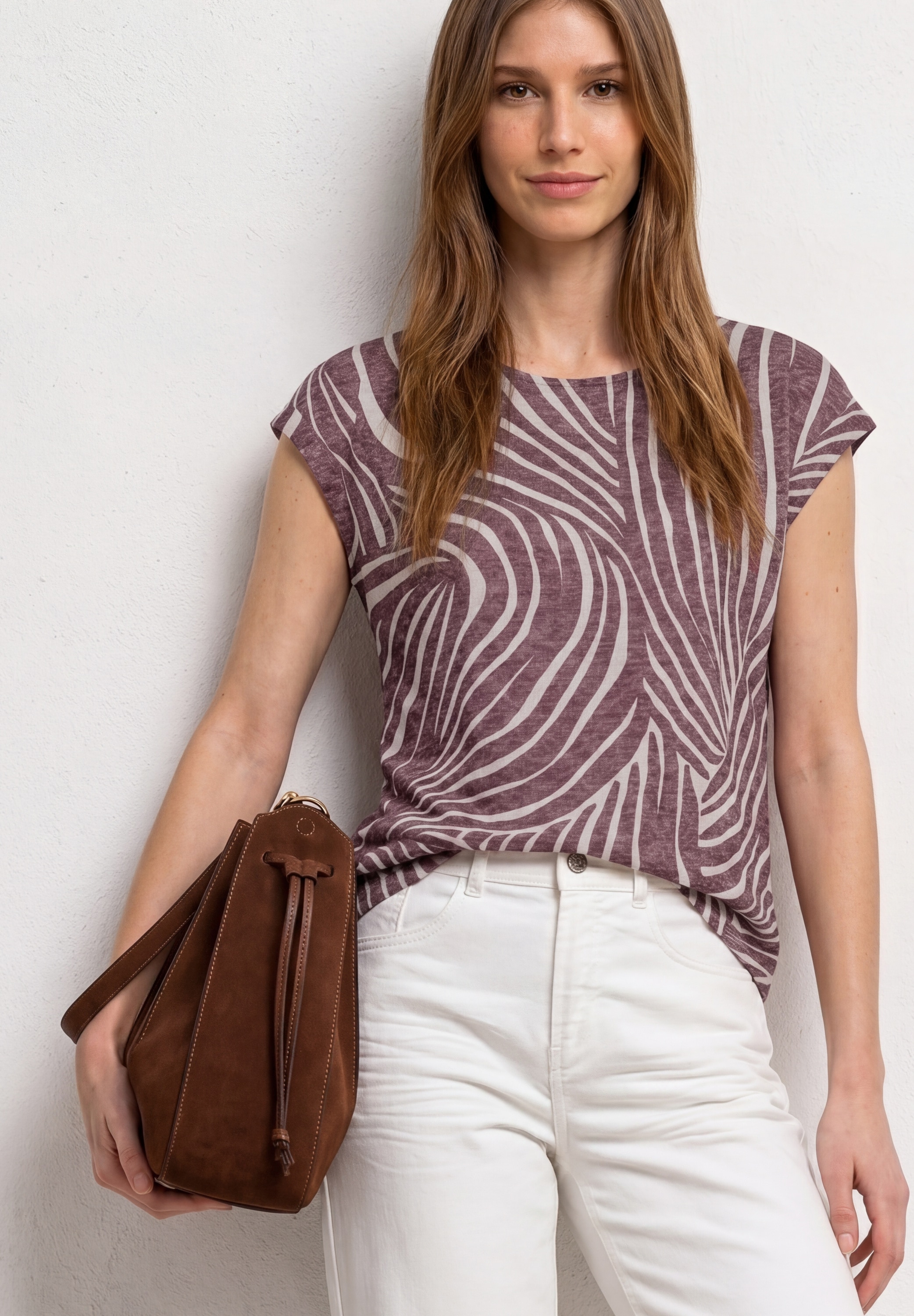 STREET ONE Shirttop Sommershirt im Ausbrenner-Look/mit Allover-Print