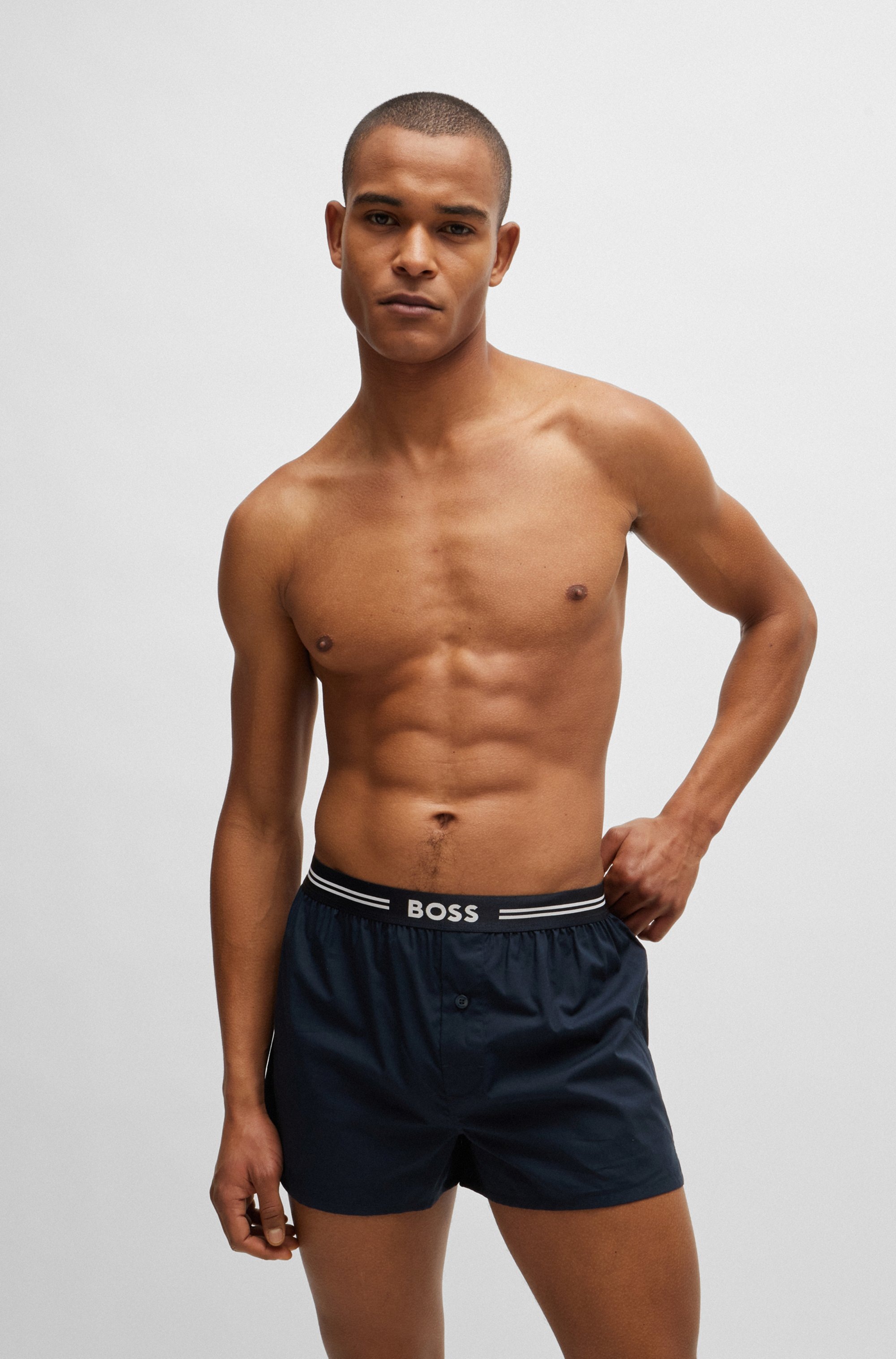 BOSS Boxershorts »3P Woven Boxer«, (Packung, 3 St., 3er Pack), mit Eingriff mit Knopf