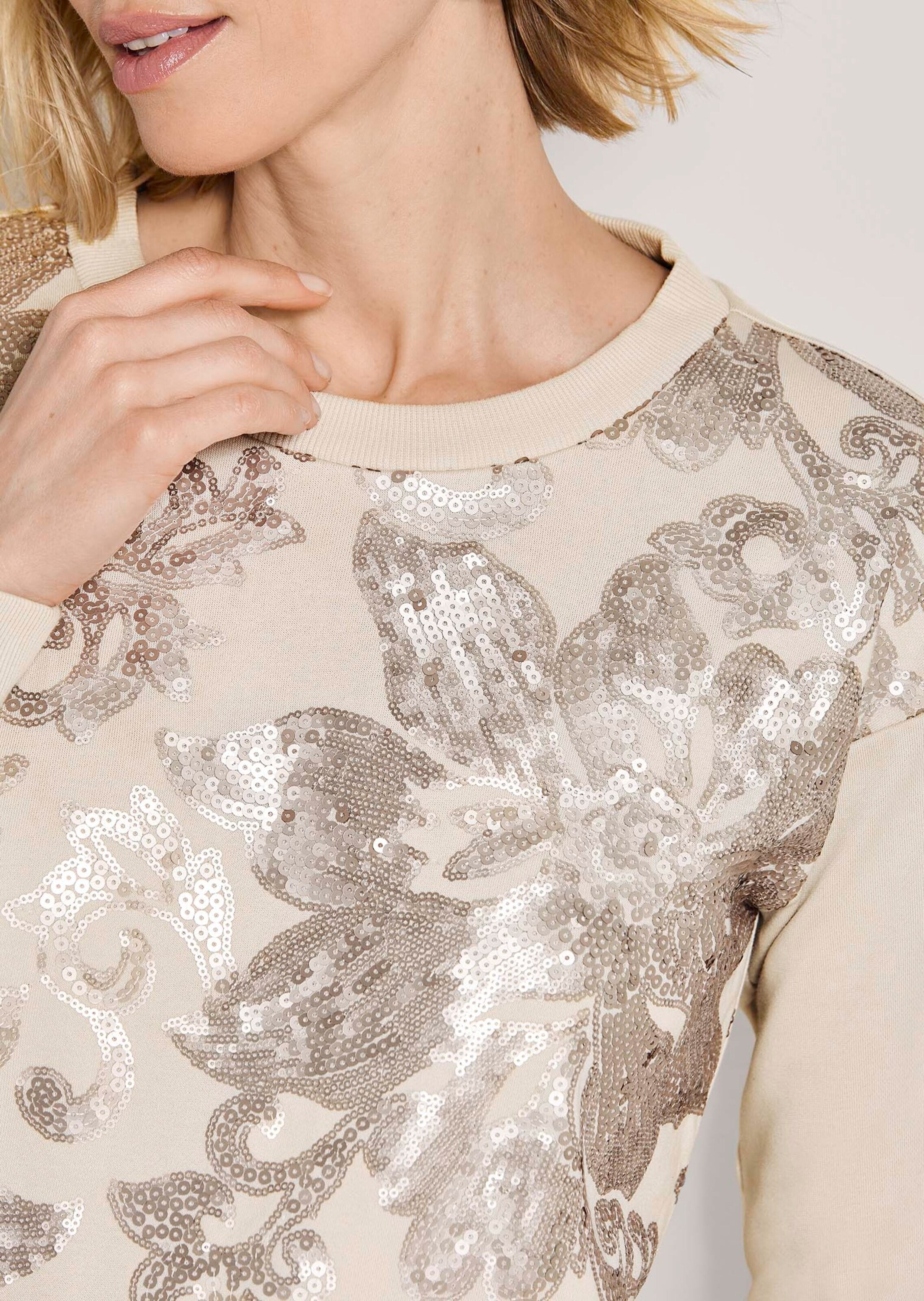 MADELEINE Langarmshirt »Sweatshirt Sweatshirt mit Pailletten-Blüten«