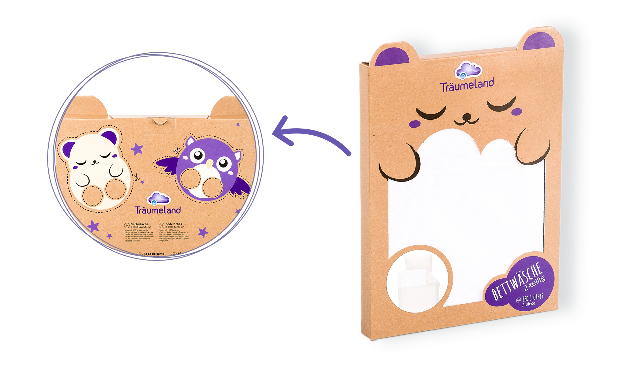 Thumbnail - Träumeland Babybettwäsche "Zuhause" 2 Stk. mit Allover-Print