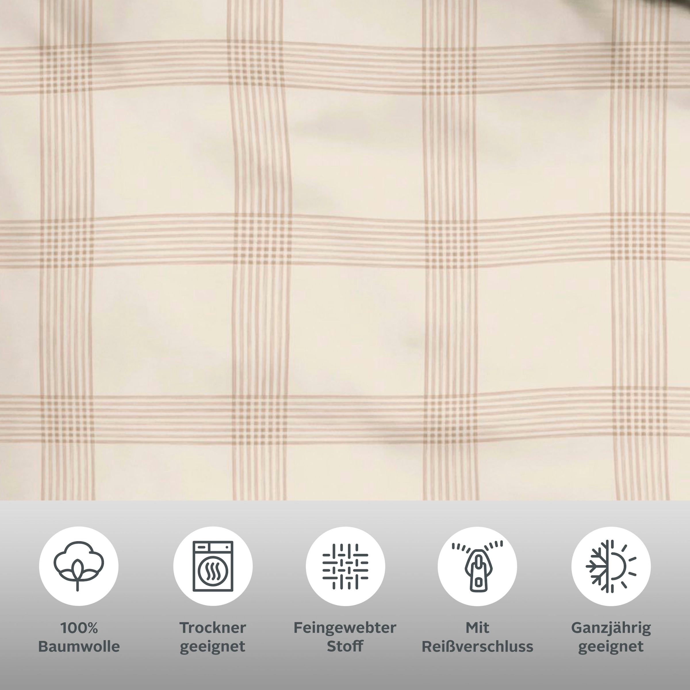 OTTO products Bettwäsche »Check in Gr. 135x200, 155x220 oder 200x200 cm«, (3 tlg.), Bettwäsche aus Bio-Baumwolle, nachhaltige Bettwäsche im Karo-Design