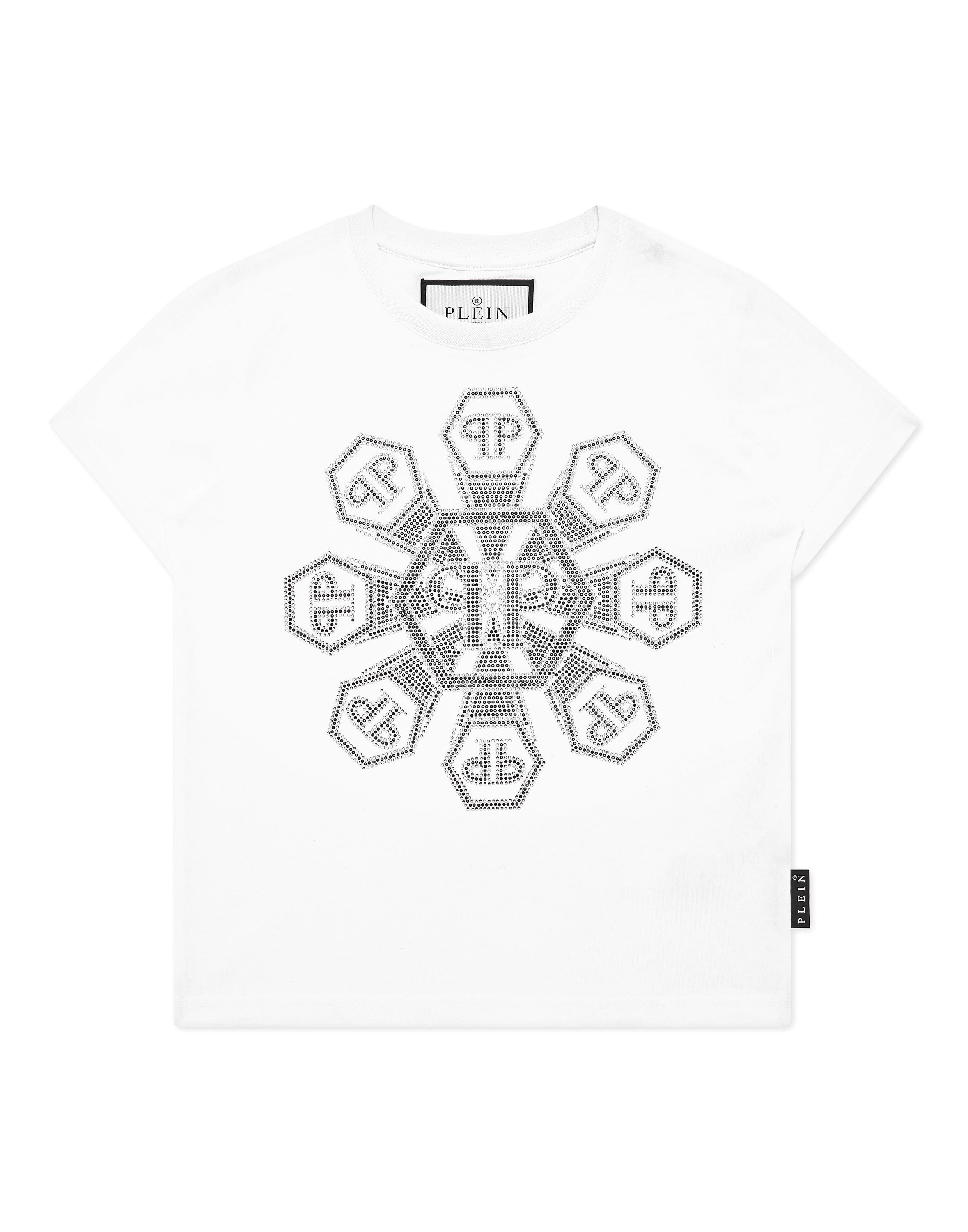 PHILIPP PLEIN Jungen T-Shirt "Monogram Mit Schmucksteinen"01, weiß, Gr. 6, Obermaterial: 100% Baumwolle, Shirts
