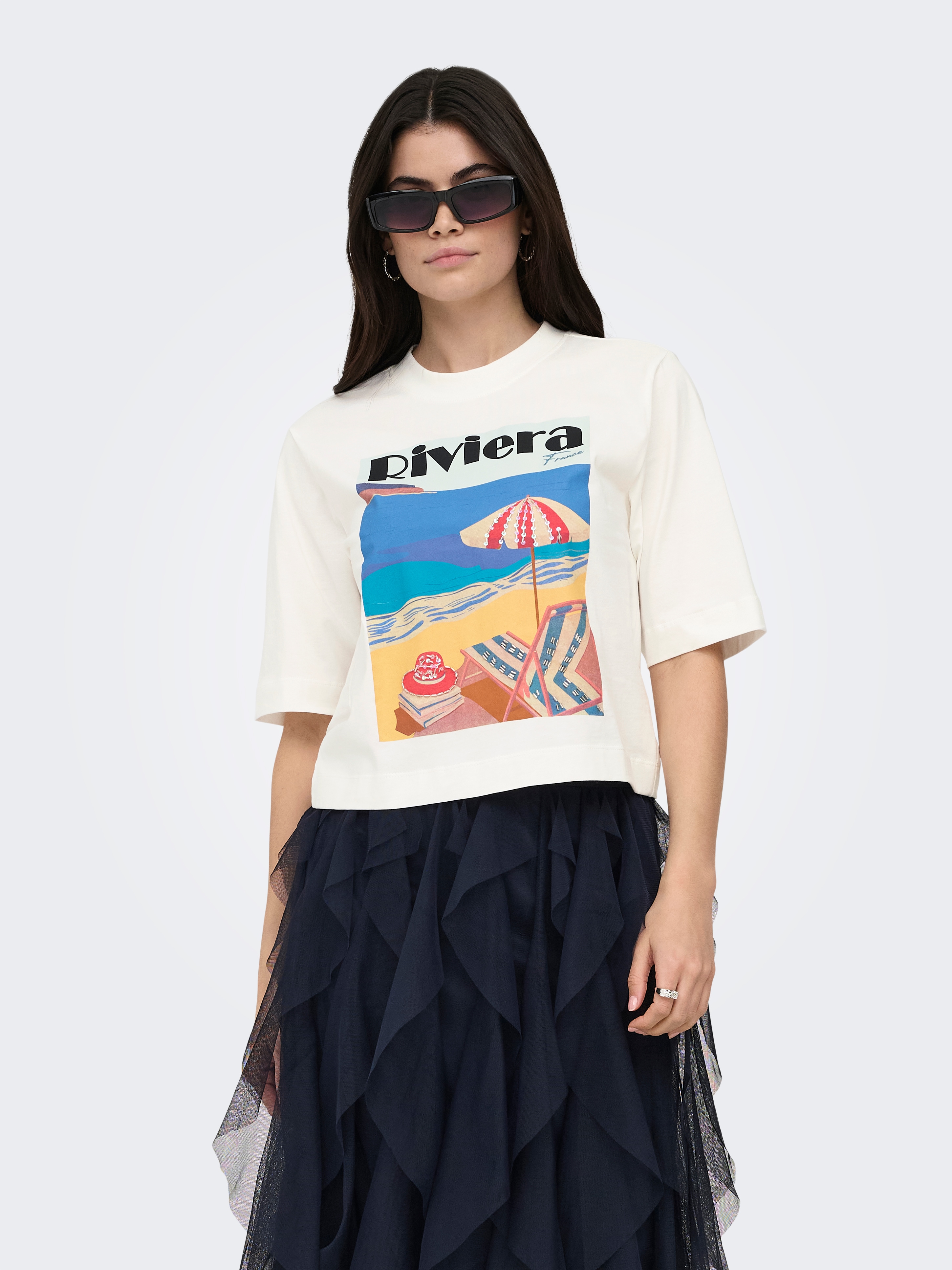 ONLY T-Shirt "ONLVEGA NEW S/S VIBE TOP BOX JRS" Baumwolle, regular fit, Rundhals