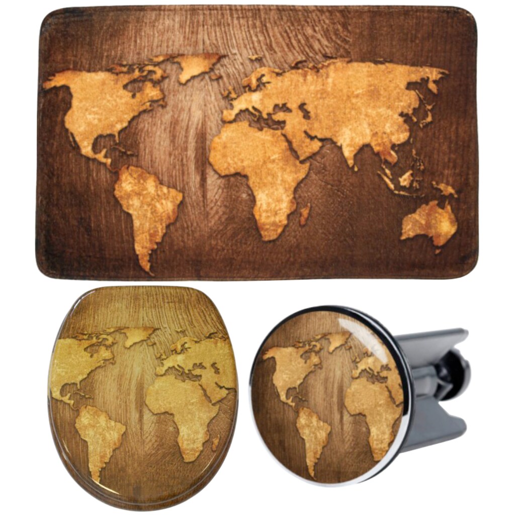 Sanilo Badaccessoire-Set »World Map«, (Komplett-Set, 3 tlg.)