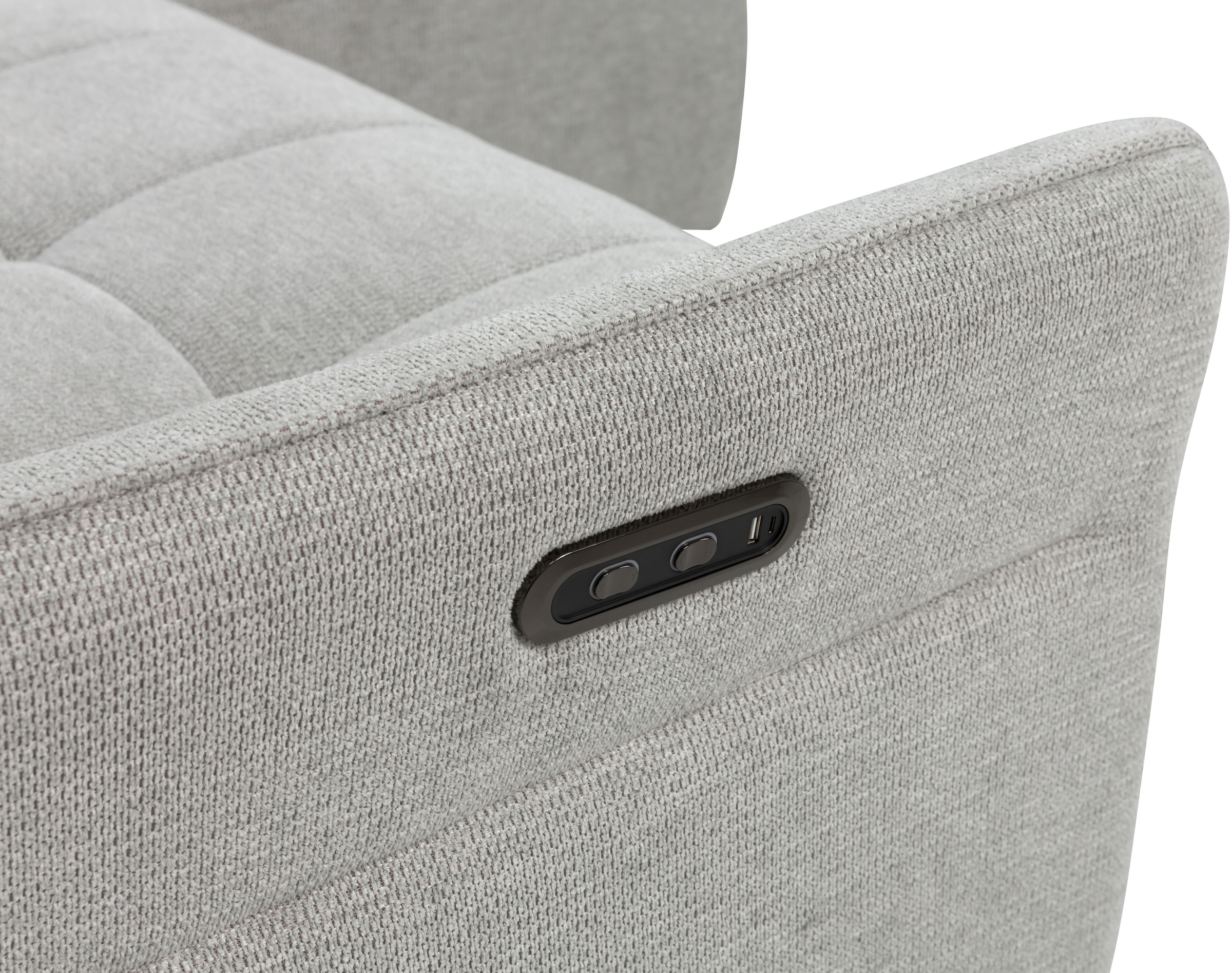 INOSIGN Ecksofa »DENIO 3-Sitzer, L-Form (Breite 209cm), elektr. Relaxfunktion, USB-A/C«, Liegefunktion durch Recliner, Federkernpolsterung