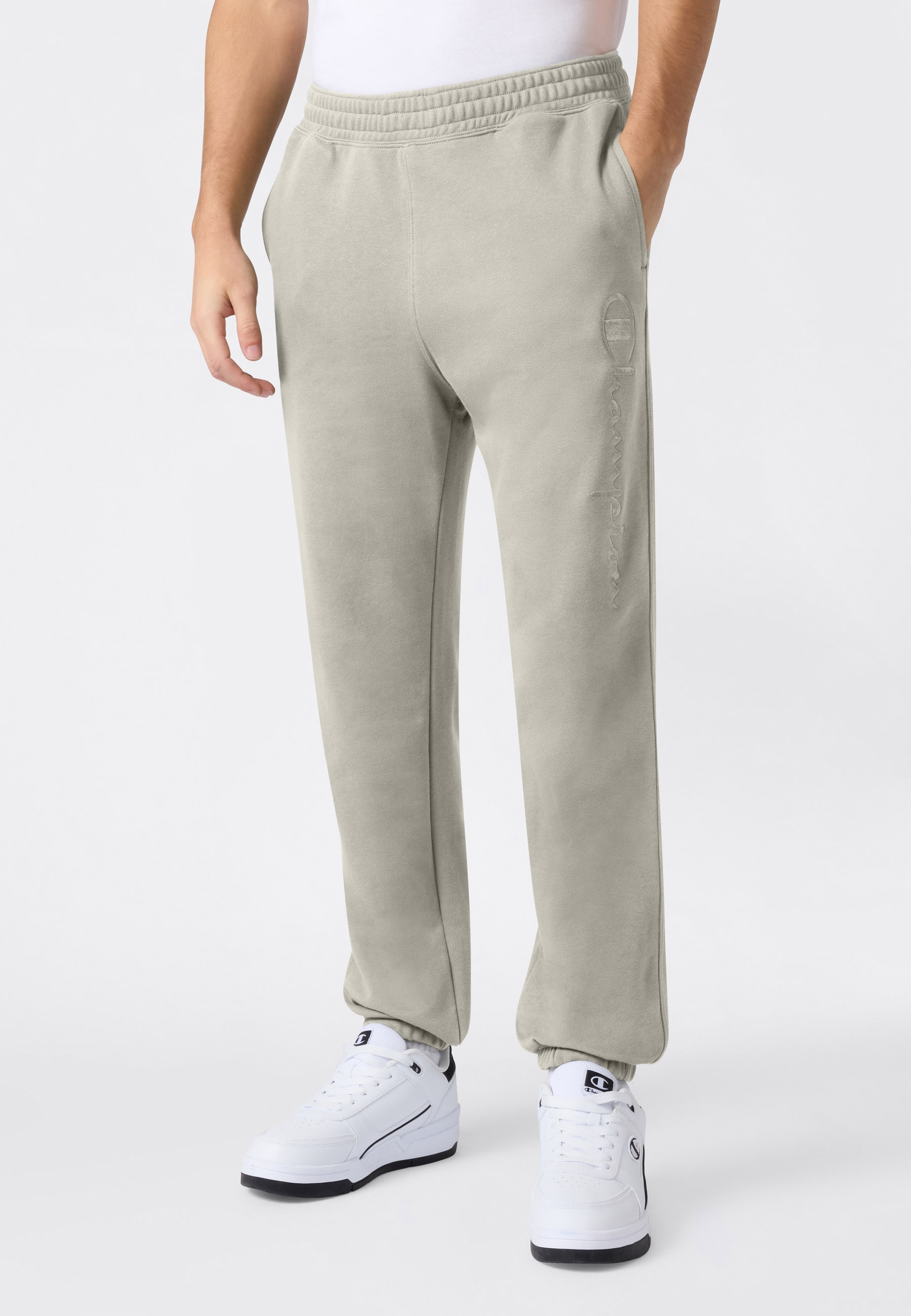 Champion Jogginghose "ICONS Terry Elastic Cuff Pants Large Logo" sportliche Jogginghose, aus Baumwolle und Polyester