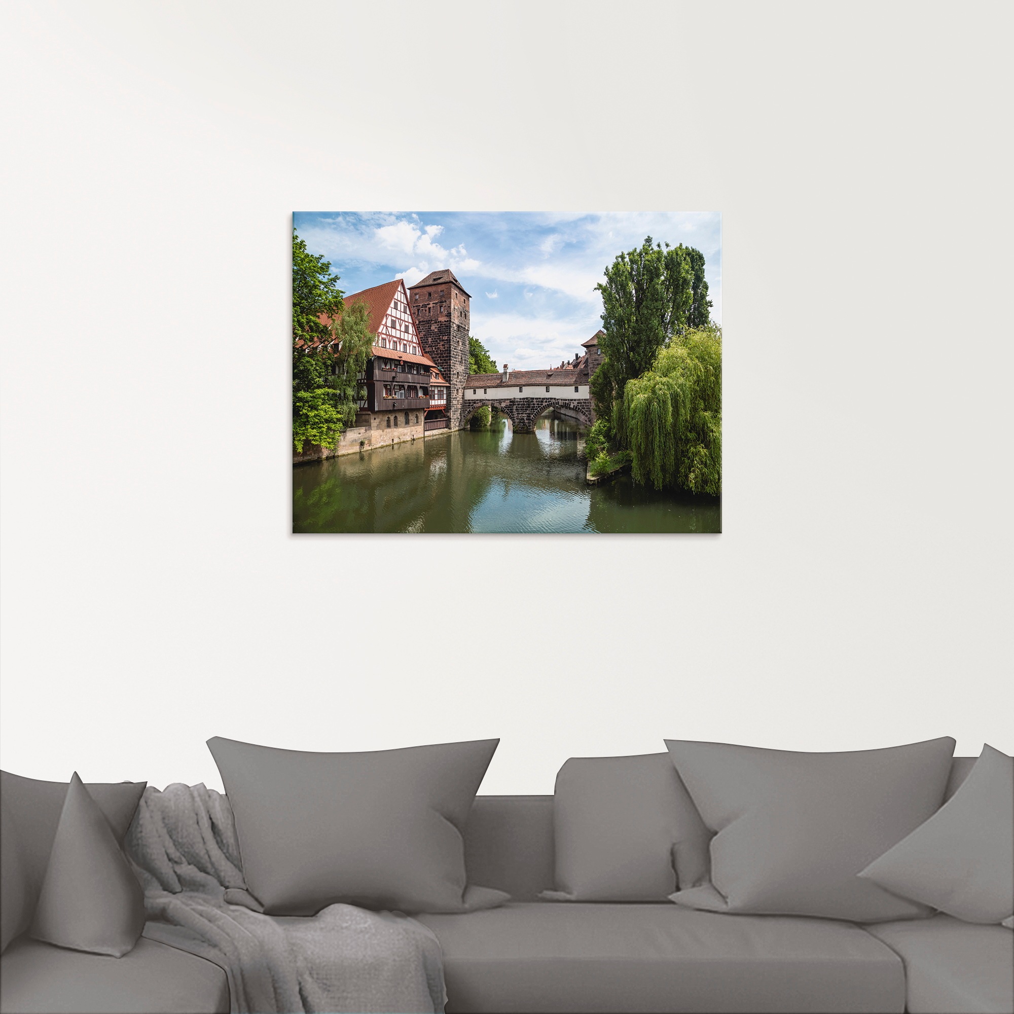 Artland Glasbild »Nürnberg Maxbrücke zum Henkersteg«, Europa, (1 St.), in verschiedenen Größen
