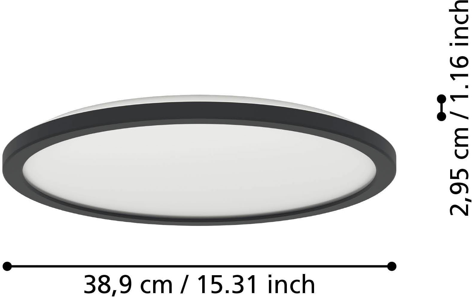 EGLO Deckenleuchte »Rovito Deckenlampe, Deckenbeleuchtung, Badlampe, Kunststoff, IP44« LED-Modul 1 Stk. Kaltweiß | Neutralweiß | Warmweiß Wand-/Deckenleuchte - H3 x Ø38,9 cm - schwarz - 18,5W inkl.