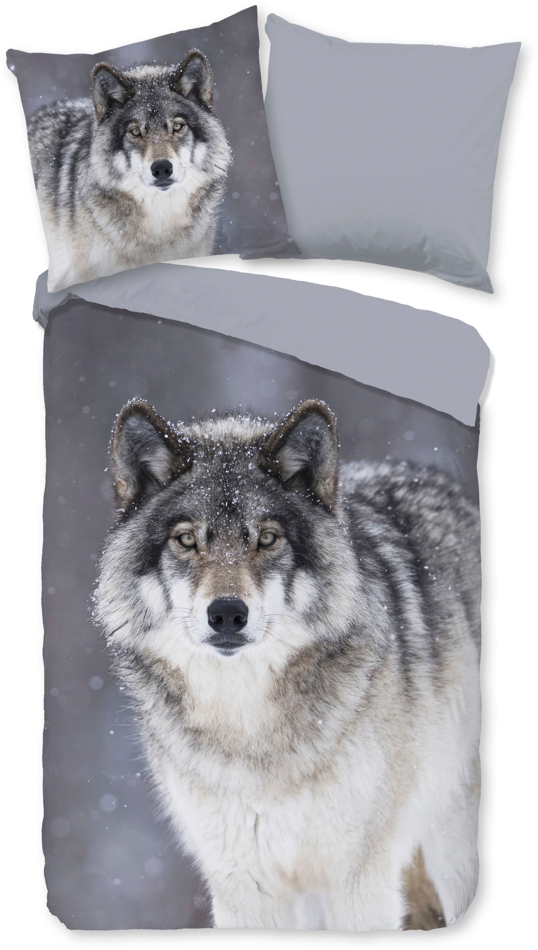 good morning Wendebettwäsche "Wolfie" 3 Stk. tlg. Flanell, Biber, Winter, W günstig online kaufen