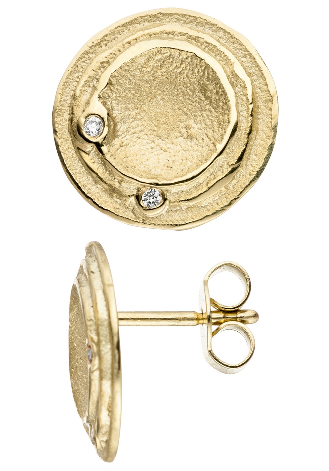 JOBO Paar Ohrstecker rund 585 Gold mit 4 Diamanten