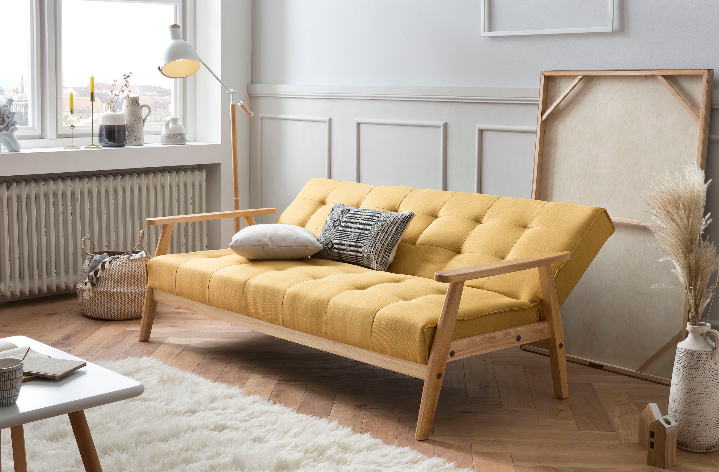 SalesFever Schlafsofa »Skagen, Sofa, 3-Sitzer«, mit Holzgestell, 60° Relax- und Schlaffunktion, Breite 190 cm
