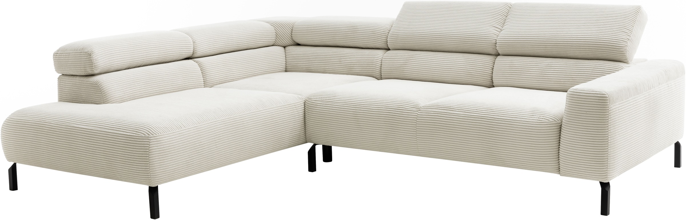 Places of Style Ecksofa »Antonelli, L-Form, inkl. Kopfteilverstellung, Breite 276 cm«, ohne Sitztiefenverstellung, in Cord, natur