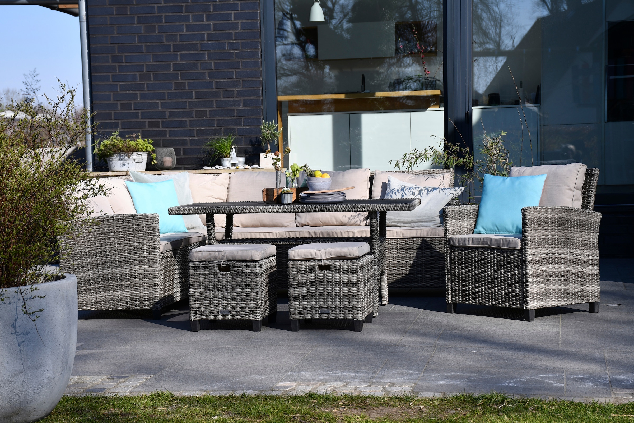my Flair Gartenlounge-Set 5 Stk. tlg. 1 Sofa, 1 Sessel, 2 Hocker, 1 Tisch günstig online kaufen