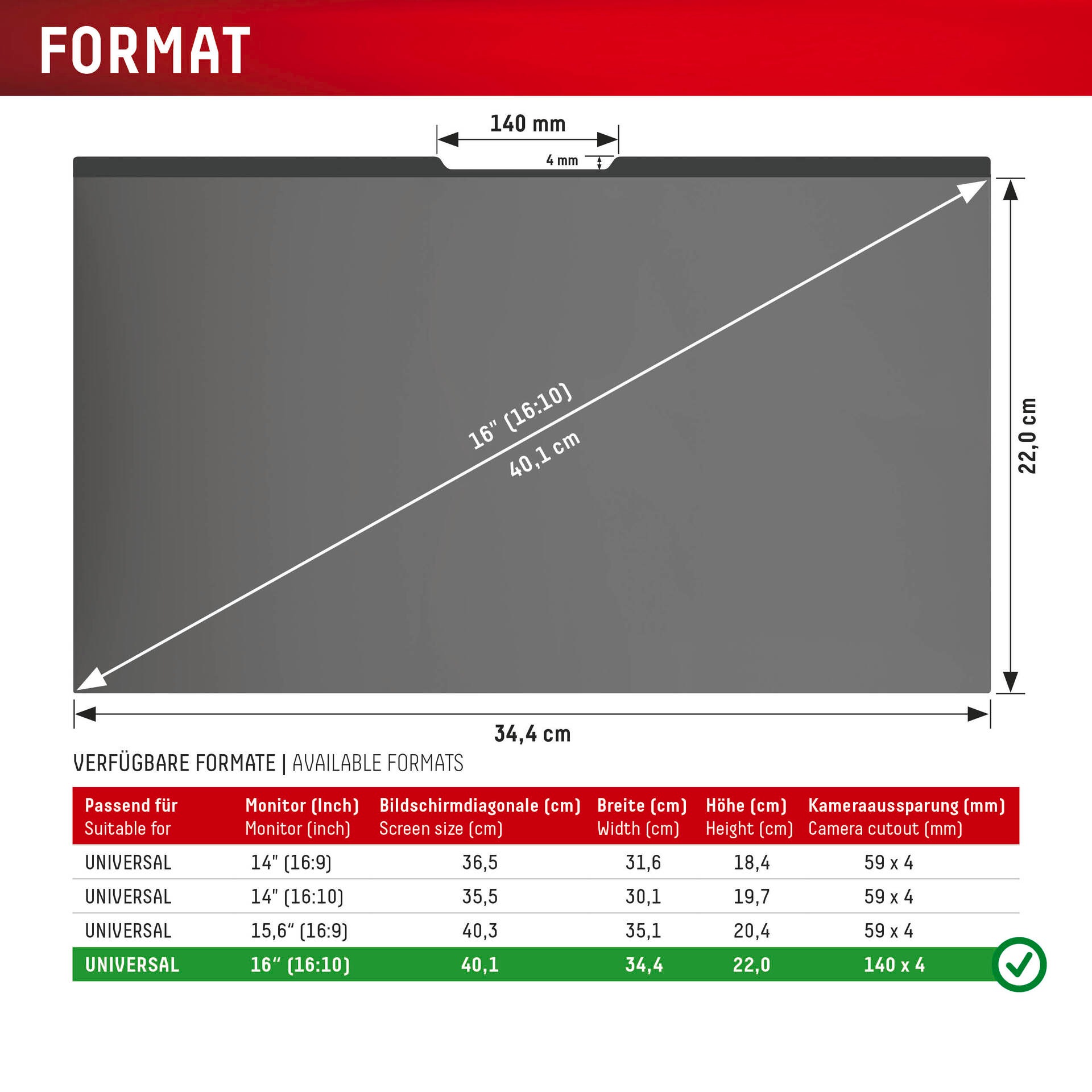 Displex Displayschutzfolie »Privacy Safe Magnetischer Blickschutzfilter Universal 16" (16:10)« für Universal 16" (16:10) Laptops und Notebooks Displayschutzglas, Schutzfolie, Bildschirmschutz, kratz- & stoßfest