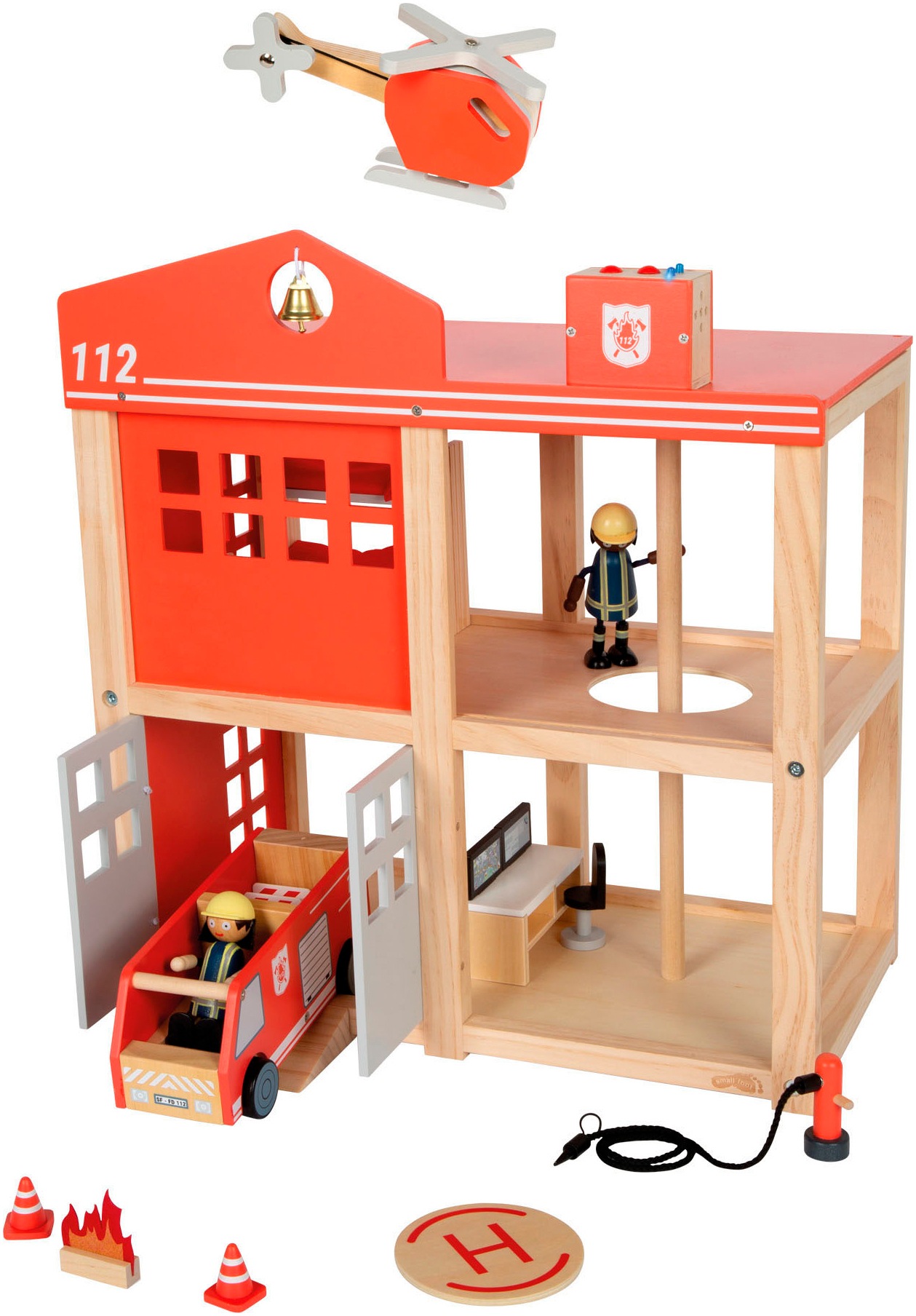 Spielwelt SMALL FOOT "Große Feuerwache mit Zubehör", bunt, Spielfigurenwelten, KinderB:45cm H:50cm L:25cm, Filz, Holz, Metall, batteriebetriebenes Sound- & Lichtmodul für realistische Einsätze, B:45cm H:50cm L:25cm 2