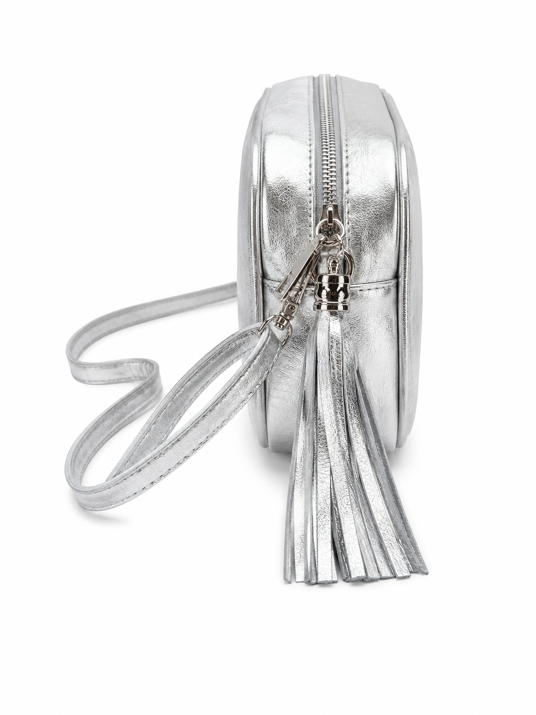 COLLEZIONE ALESSANDRO Umhängetasche »Silber« metallic Leder mit Quaste
