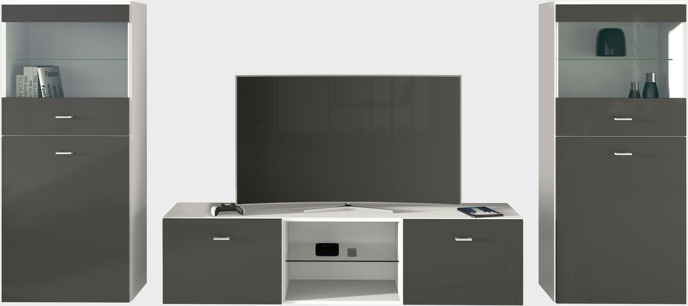 borchardt Möbel Wohnwand "Scala, moderne Mediawand mit Vitrinen und Lowboar günstig online kaufen