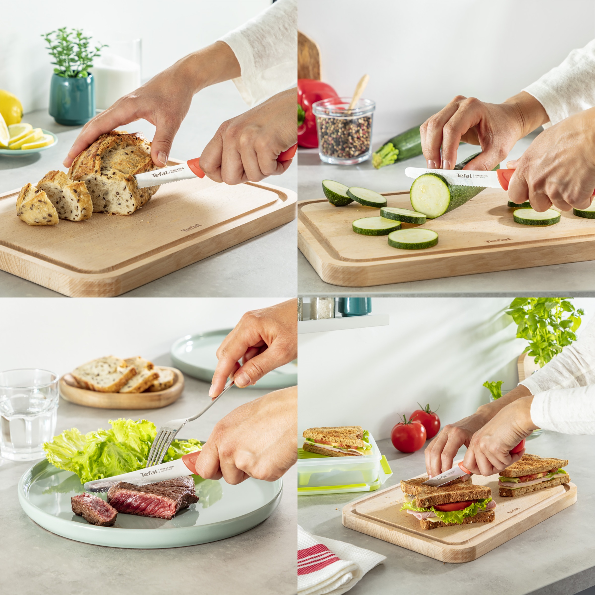 Tefal Universalküchenmesser »Colorfood« gezahnt, 10 cm, Klinge aus deutschem Edelstahl, ergonomischer Griff