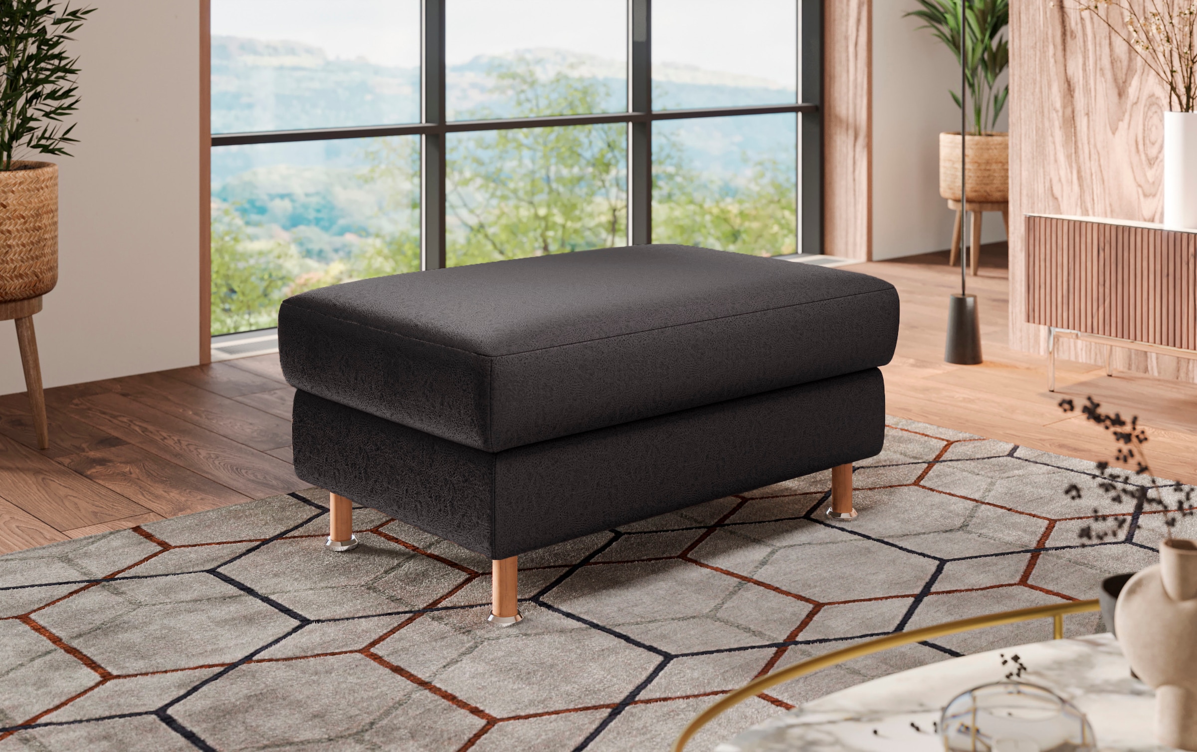 OTTO home Polsterhocker "Calypso" Holzfuesse mit Metallteller