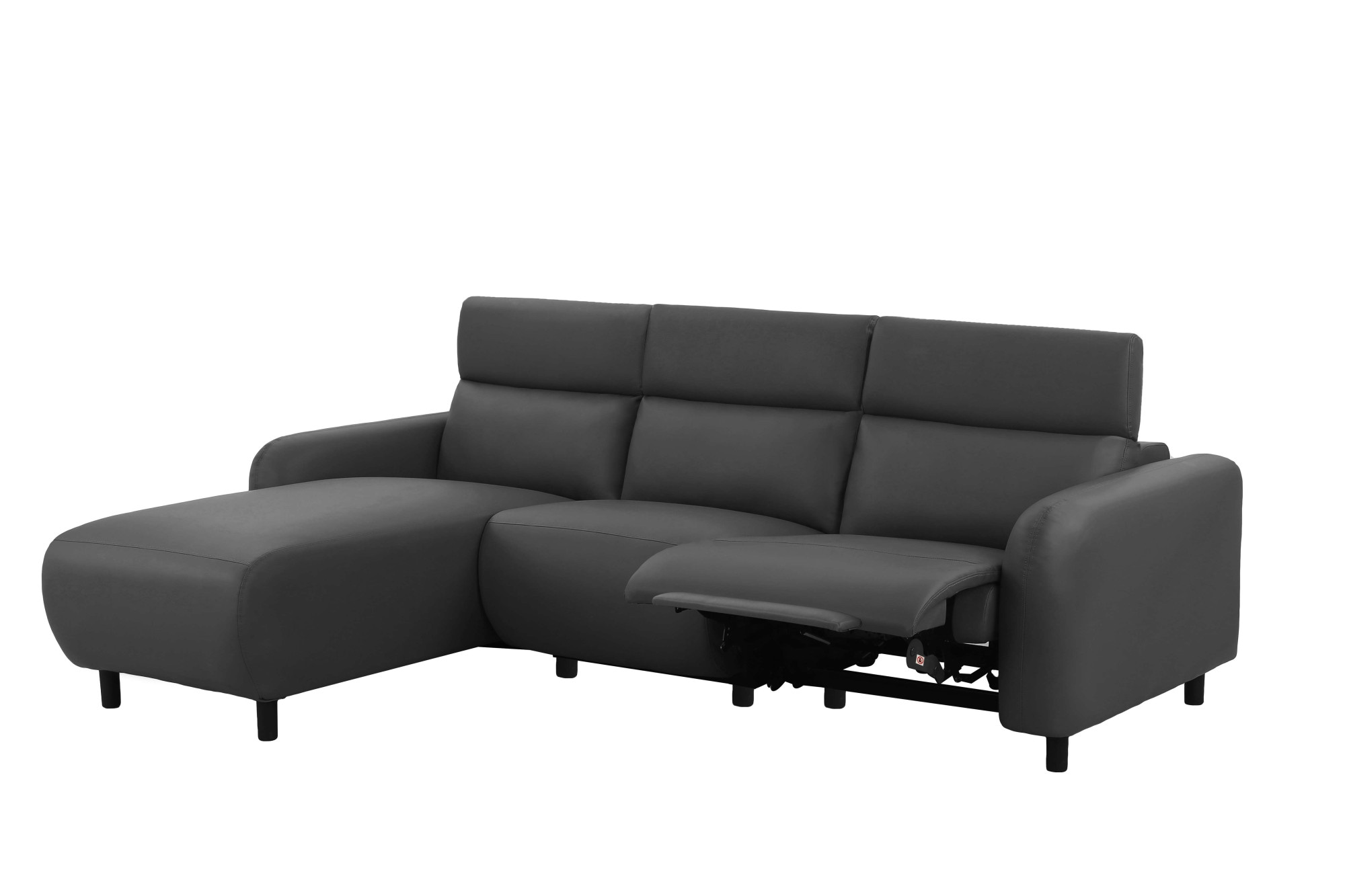 Home affaire Ecksofa »SKAANE Lederoptik, L-Form, 274 cm, manuelle u. elektrische Funktion,«, rundes Design, Kopfteilverstellung, Federkernpolsterung